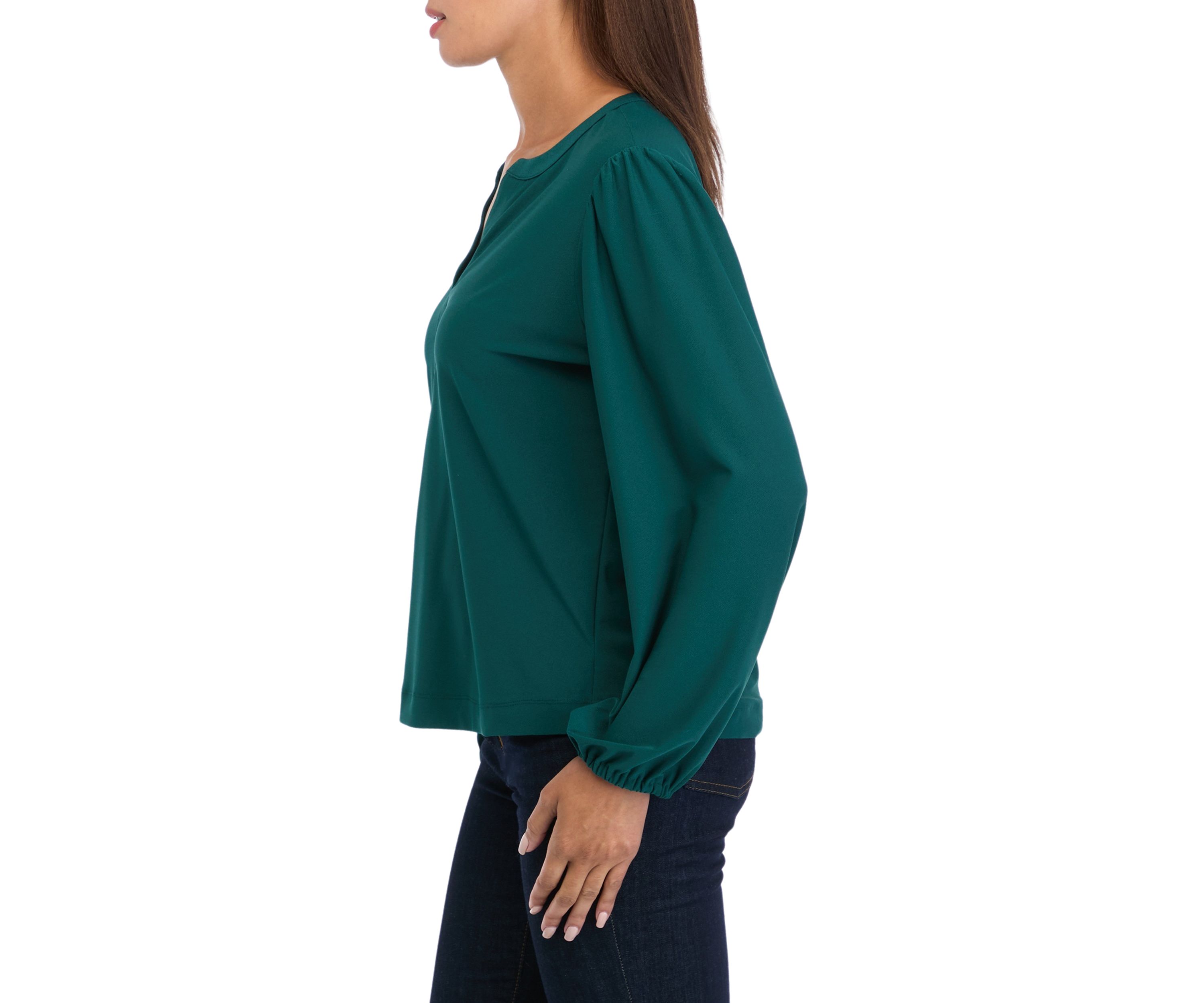 Womens Long Sleeve Popover Blouse