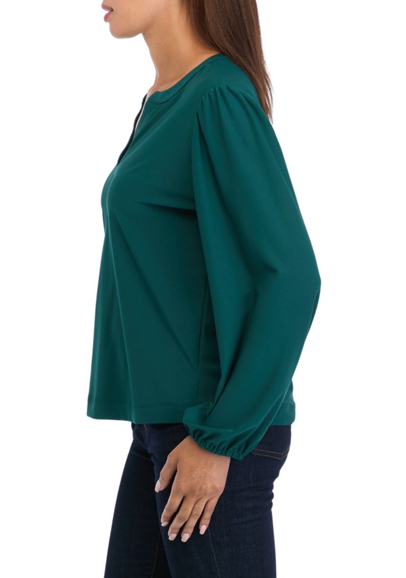 Womens Long Sleeve Popover Blouse
