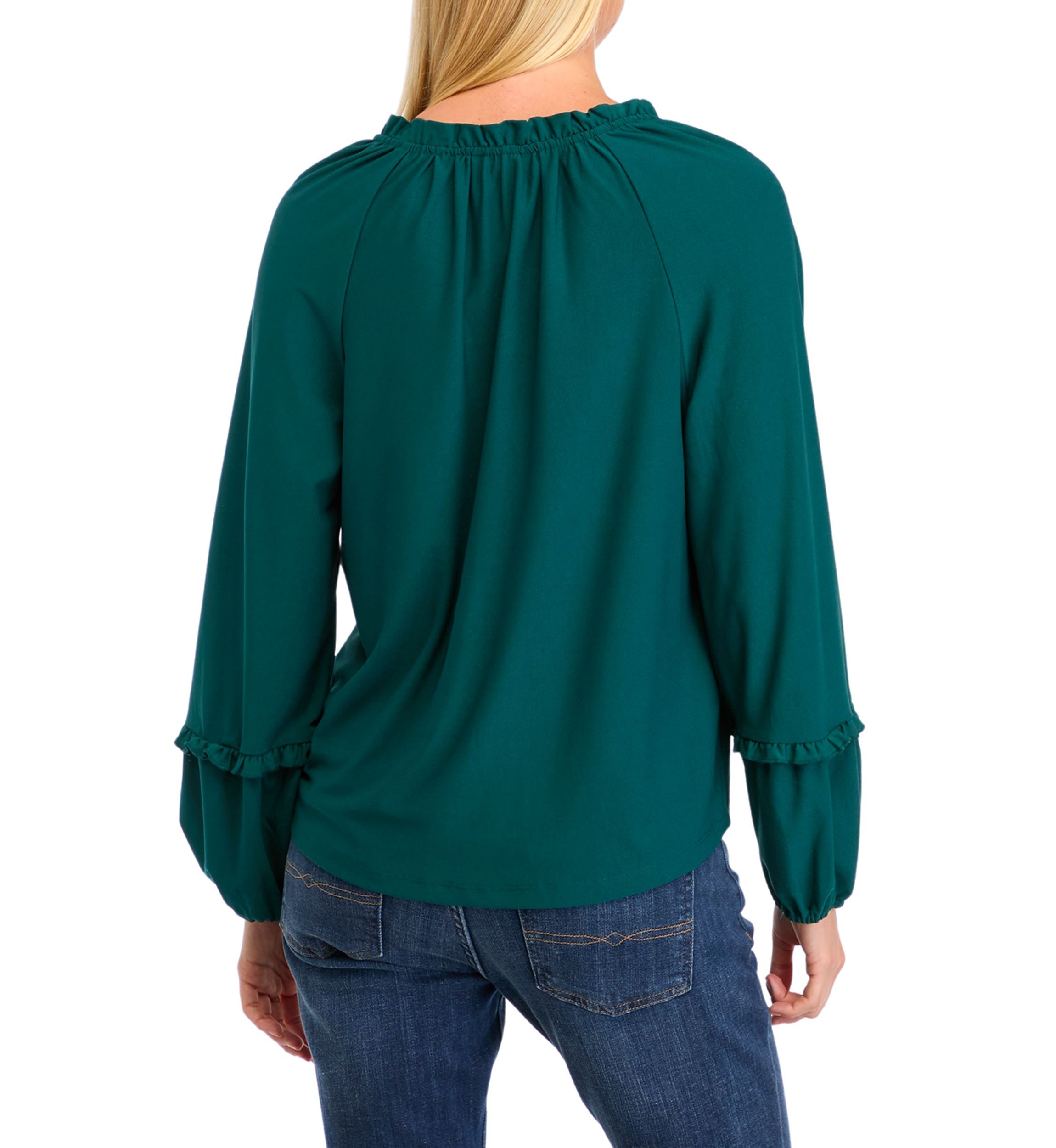 Womens Solid V-Neck Blouse