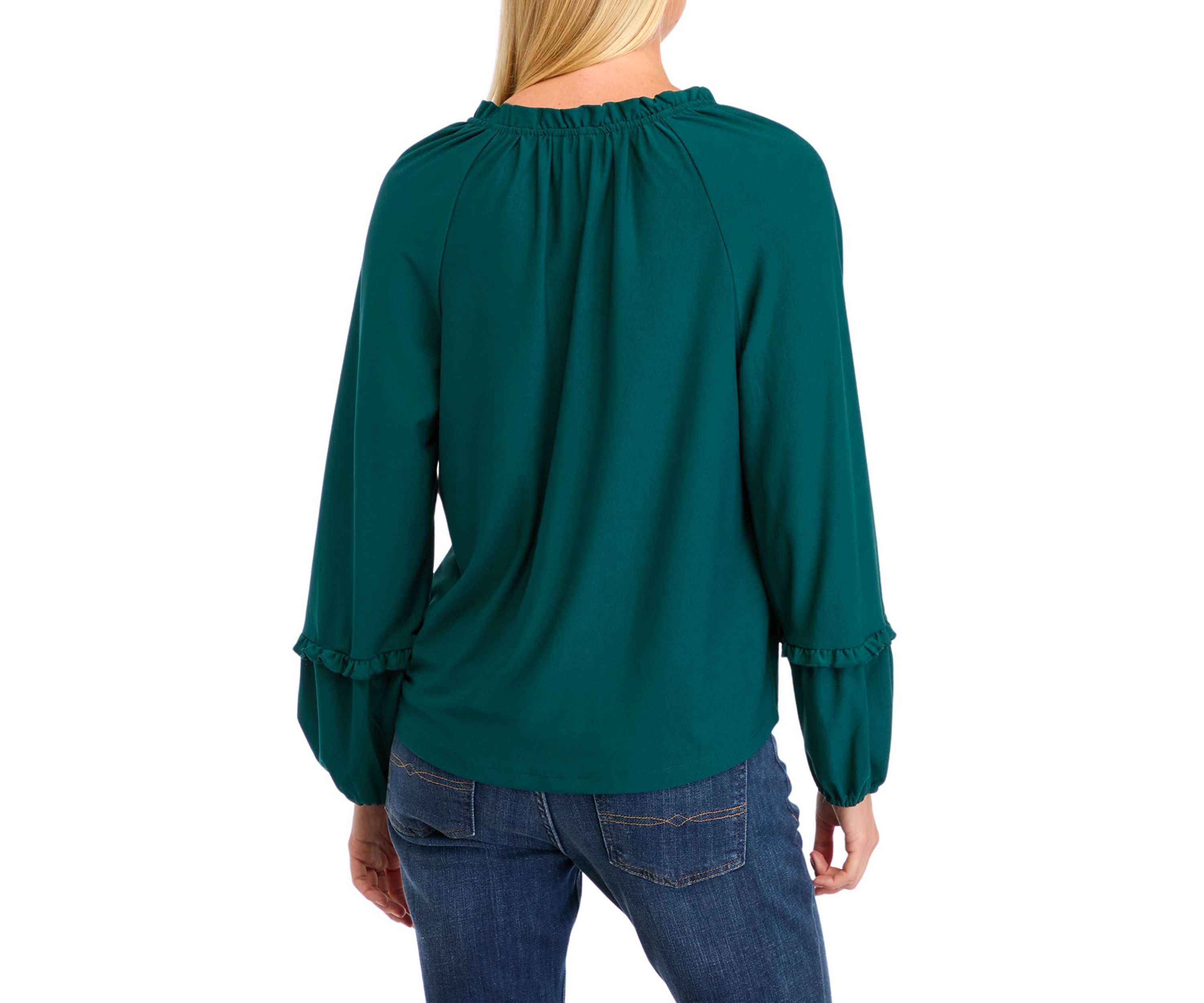Womens Solid V-Neck Blouse