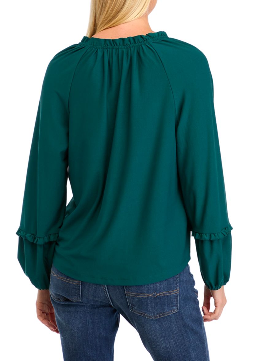 Womens Solid V-Neck Blouse