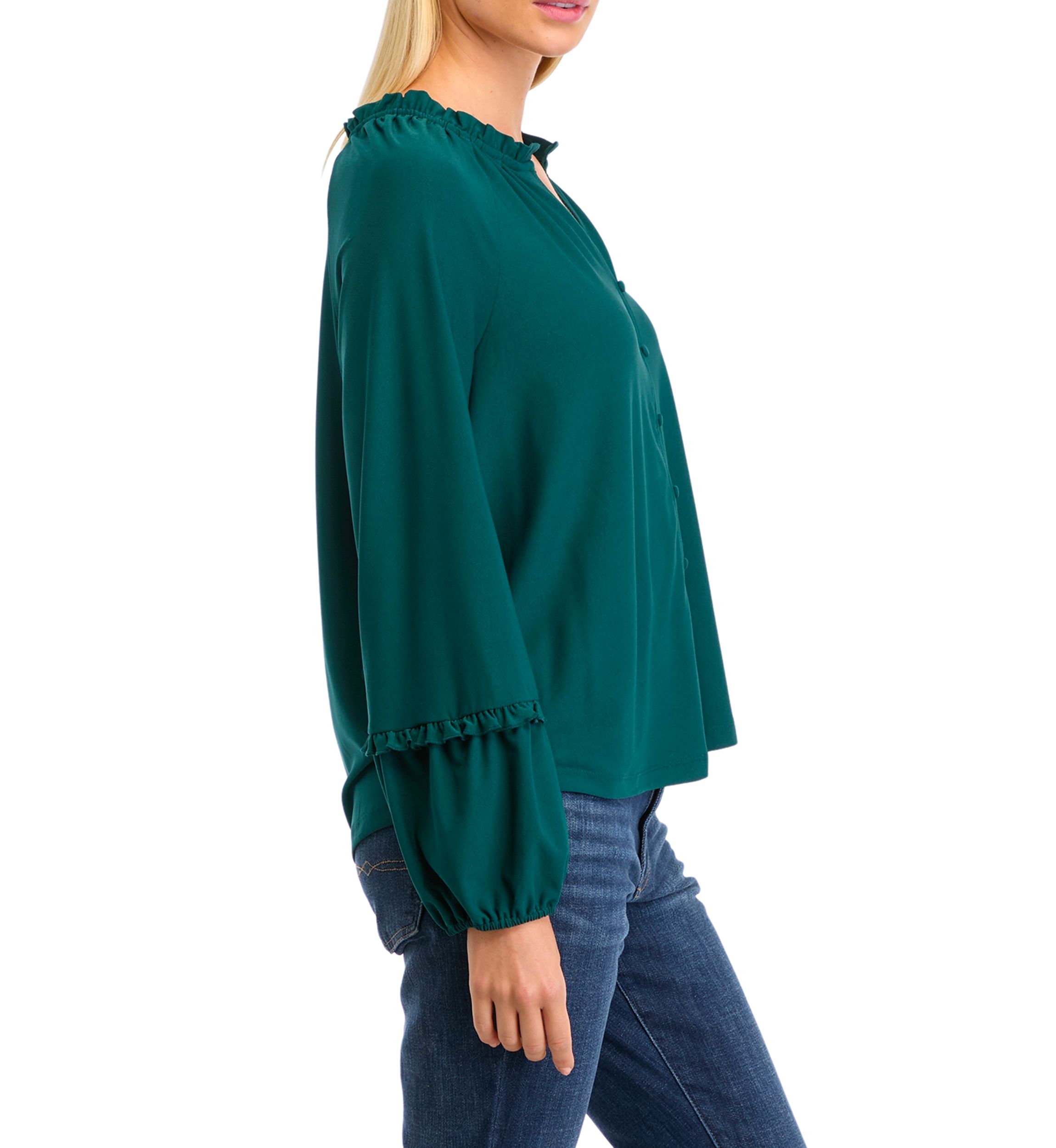 Womens Solid V-Neck Blouse