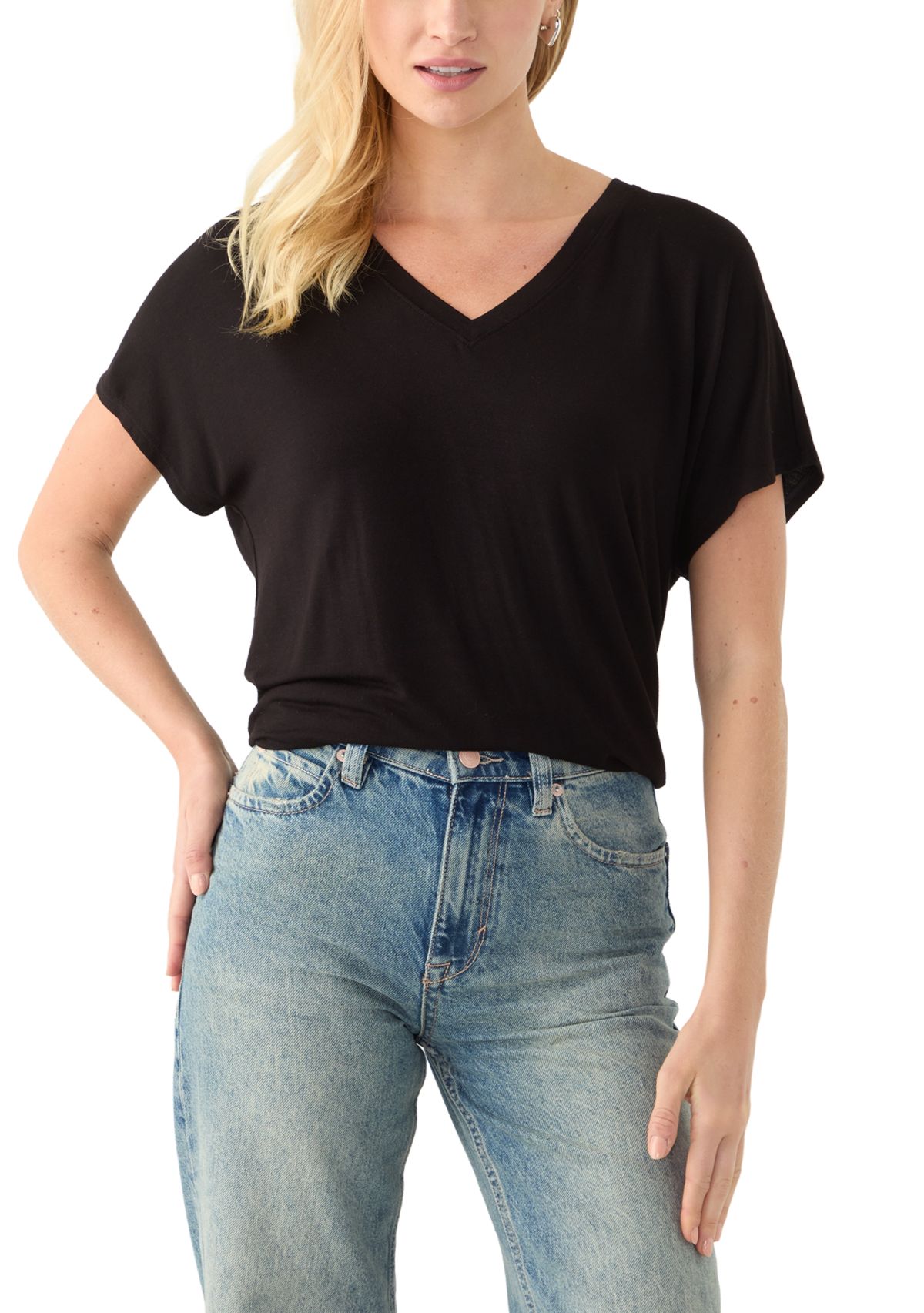 Womens Short Sleeve Luxe V-Neck T-Shirt