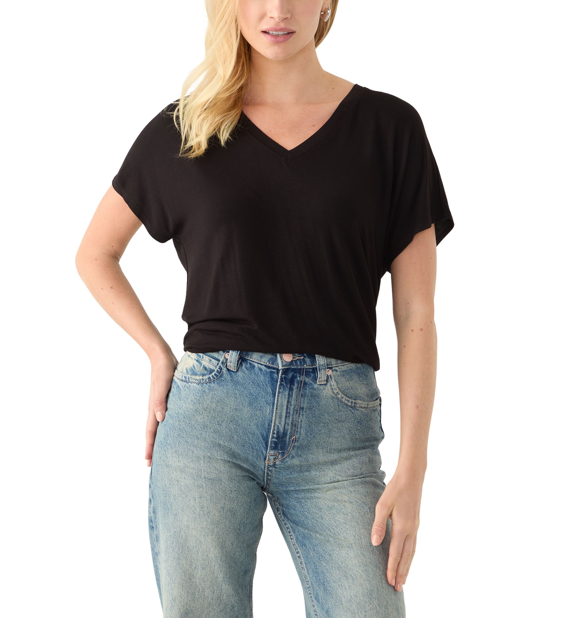 Womens Short Sleeve Luxe V-Neck T-Shirt