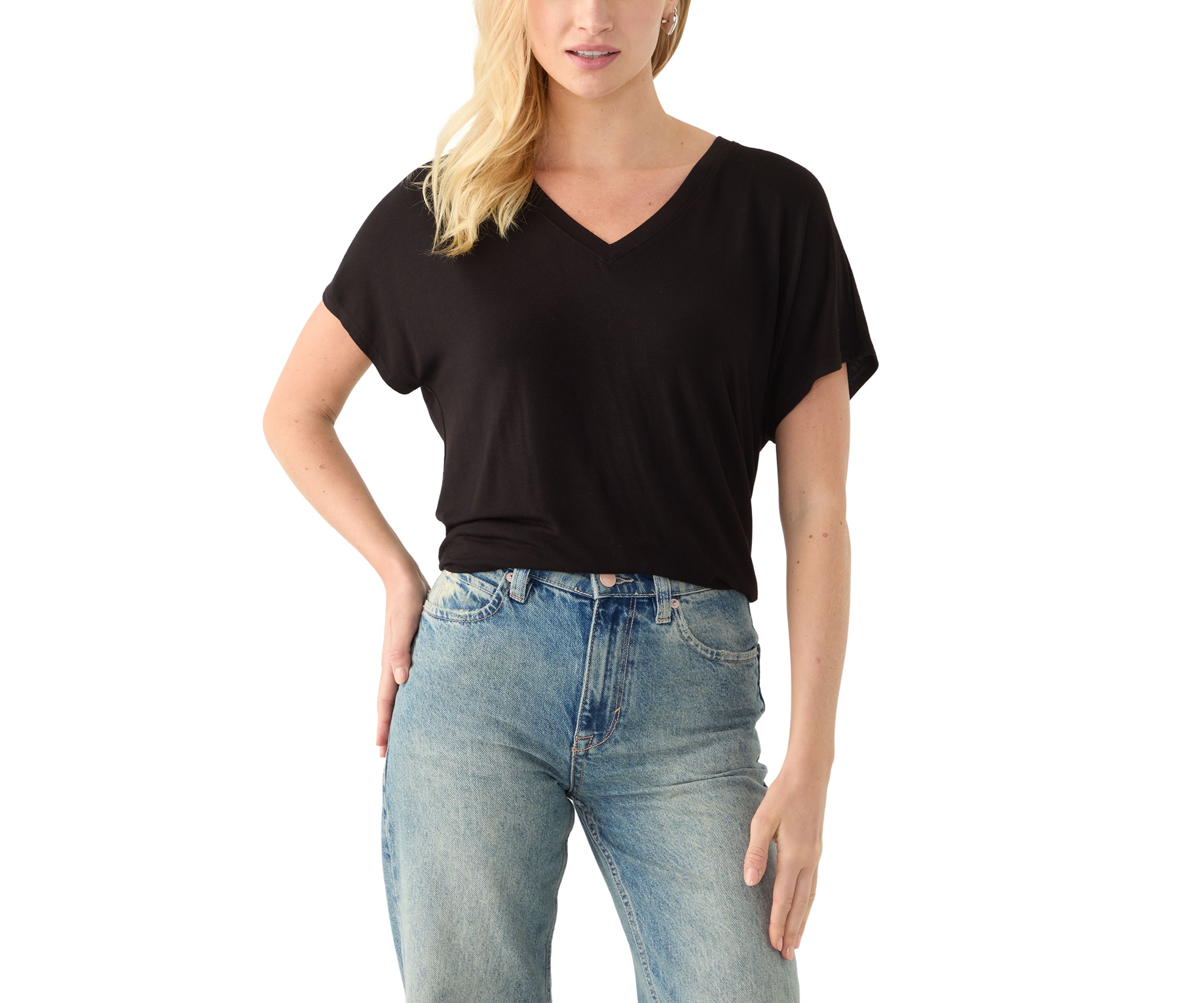 Womens Short Sleeve Luxe V-Neck T-Shirt