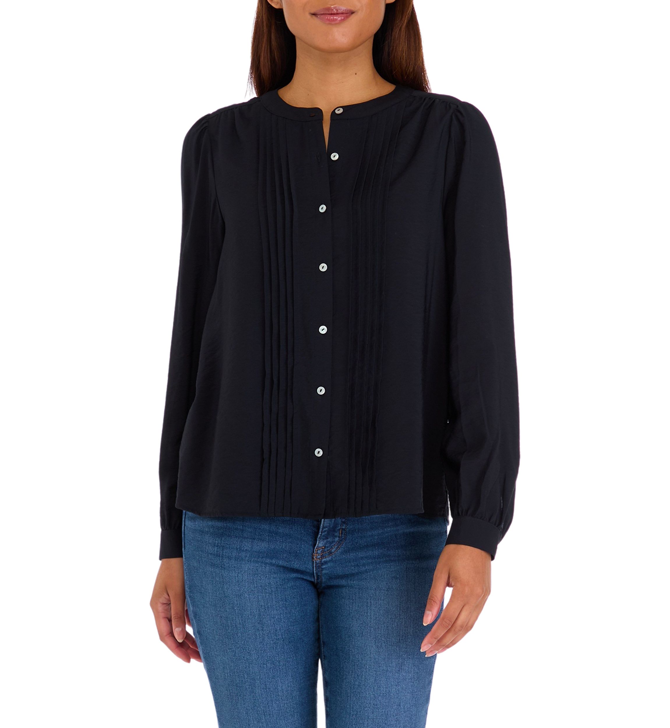 Womens Pintuck Pleated Blouse