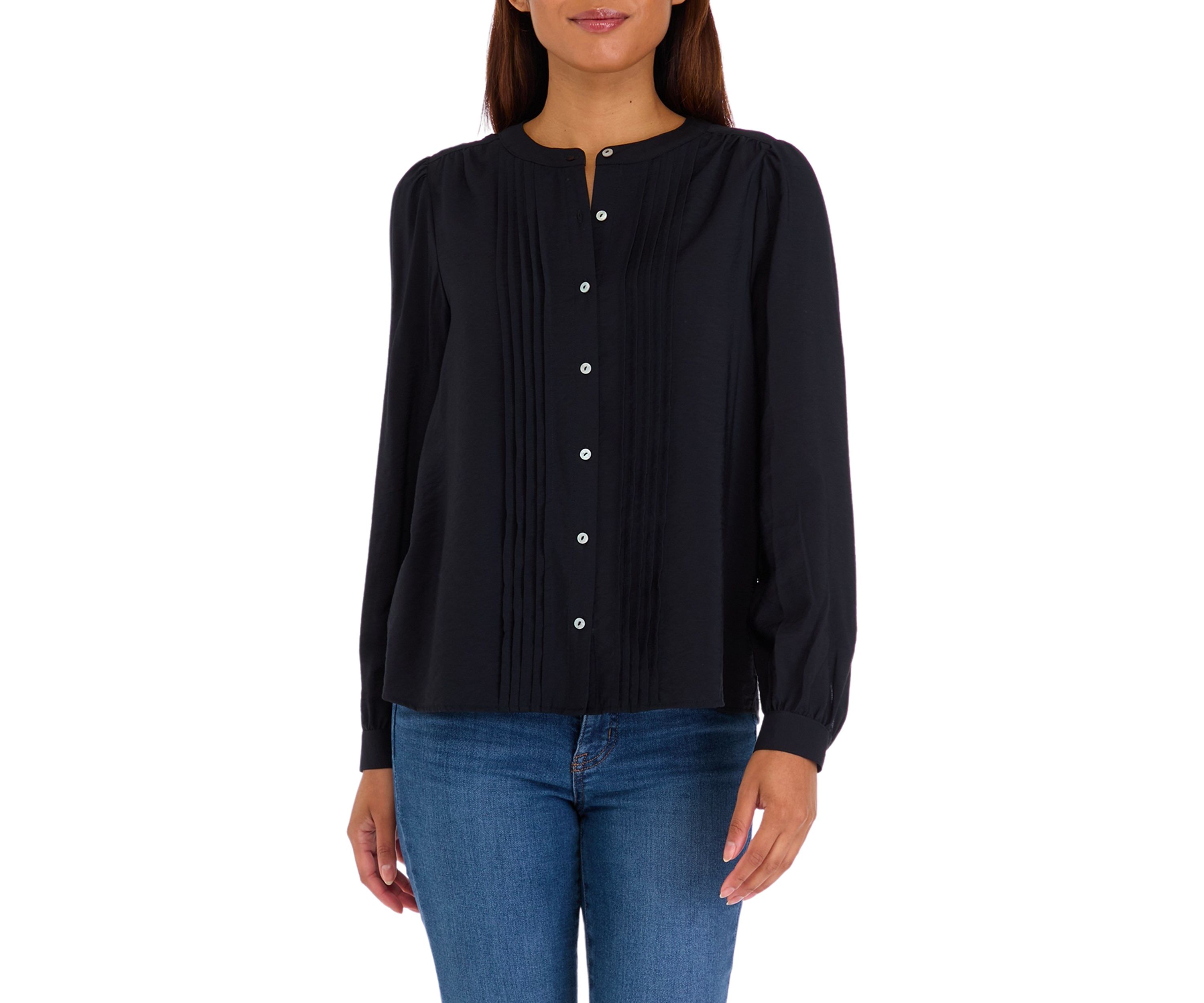 Womens Pintuck Pleated Blouse