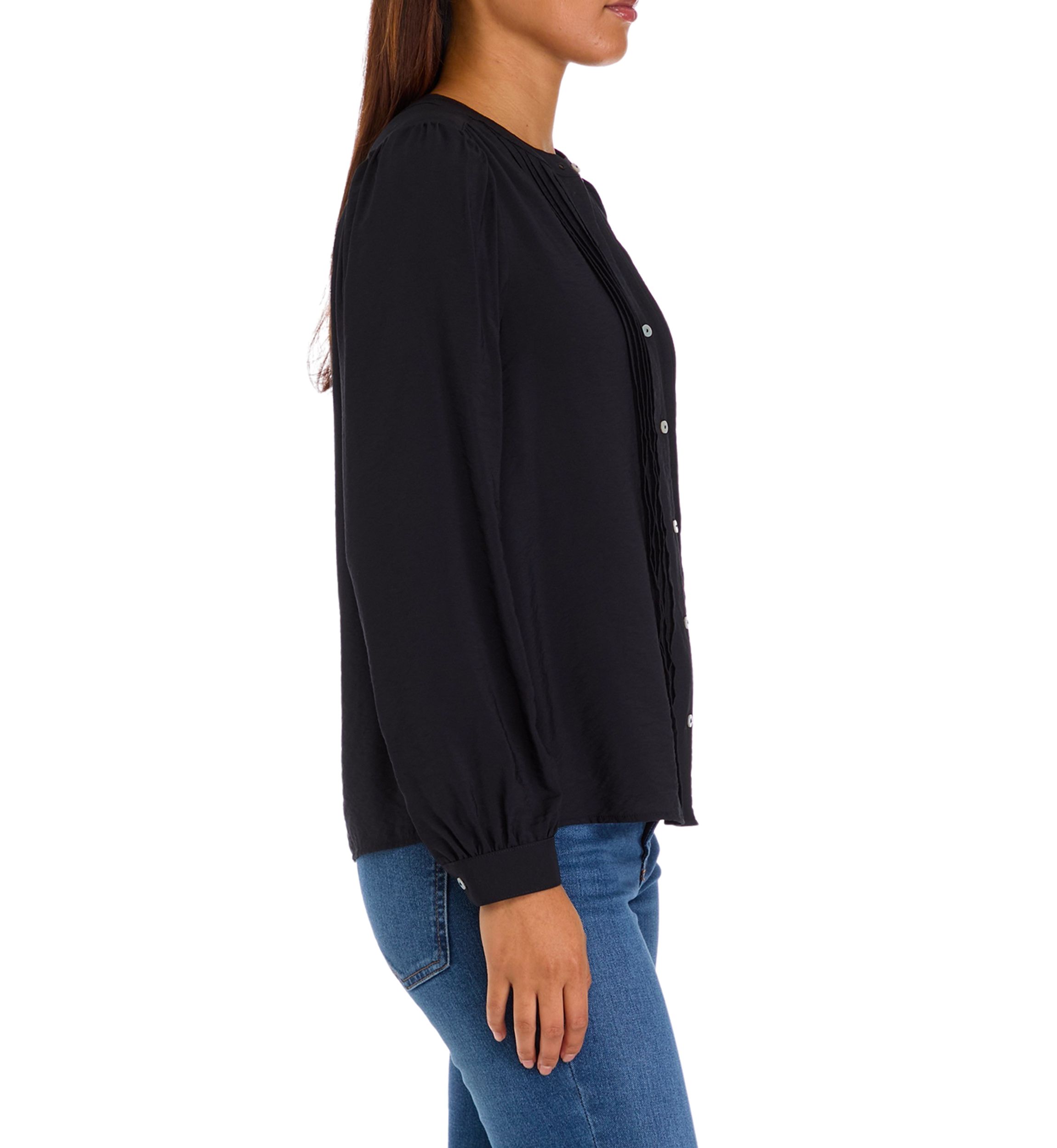 Womens Pintuck Pleated Blouse
