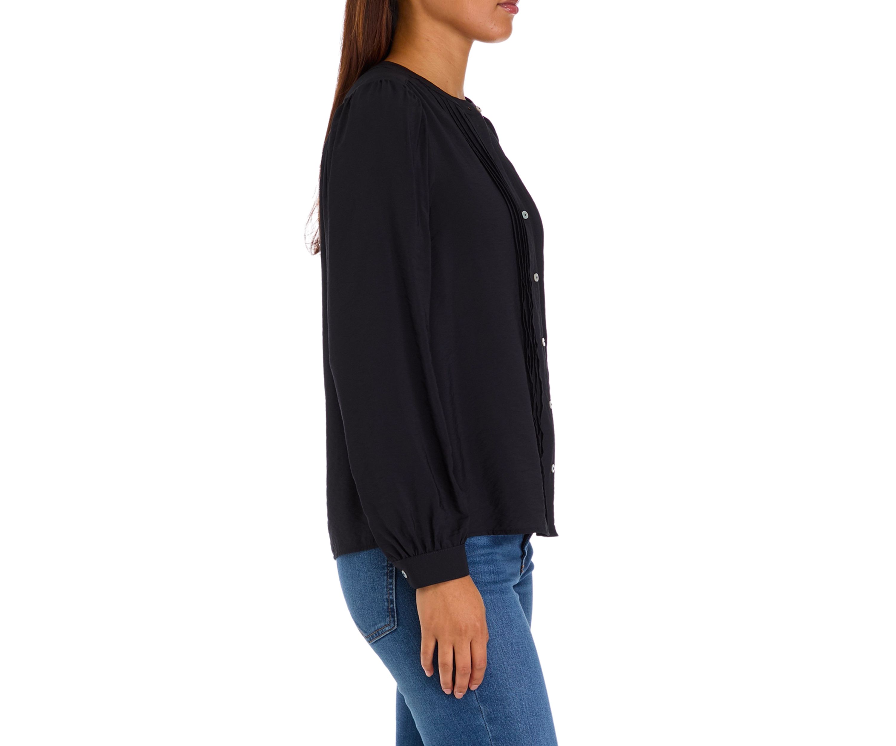 Womens Pintuck Pleated Blouse