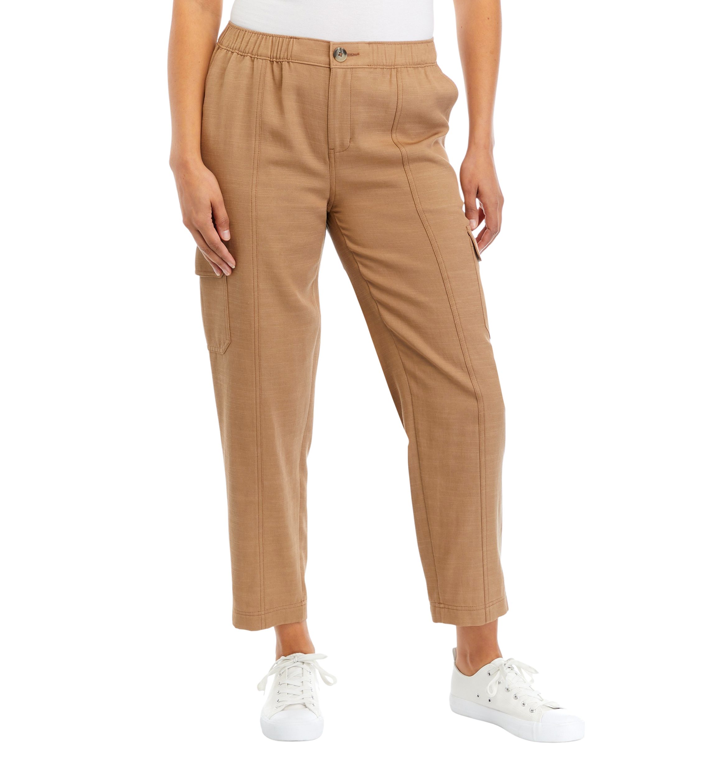 Womens Seamed Front Pull On Ankle Pants