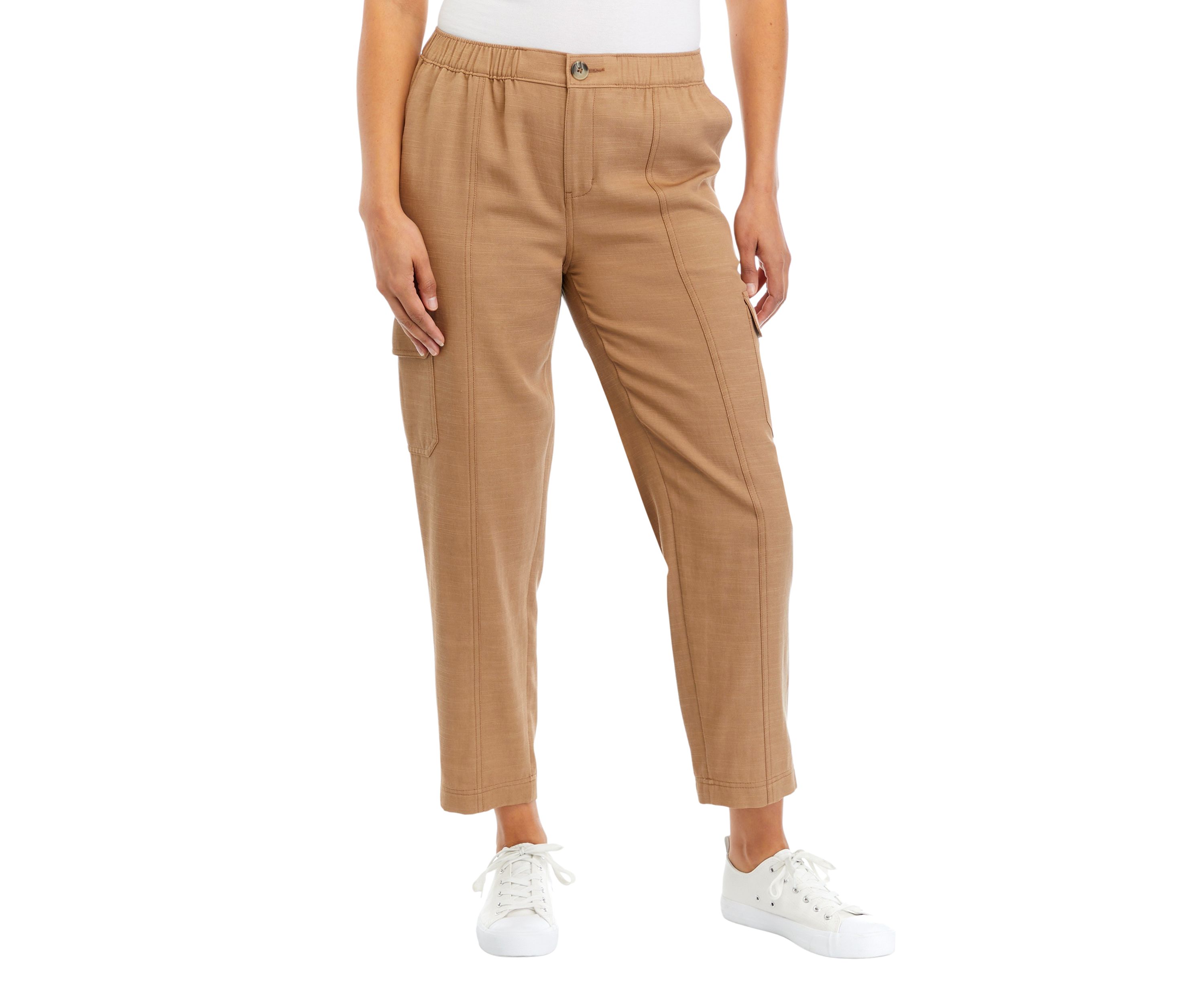 Womens Seamed Front Pull On Ankle Pants