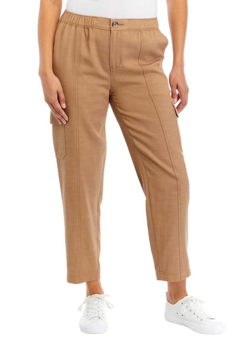 Womens Seamed Front Pull On Ankle Pants