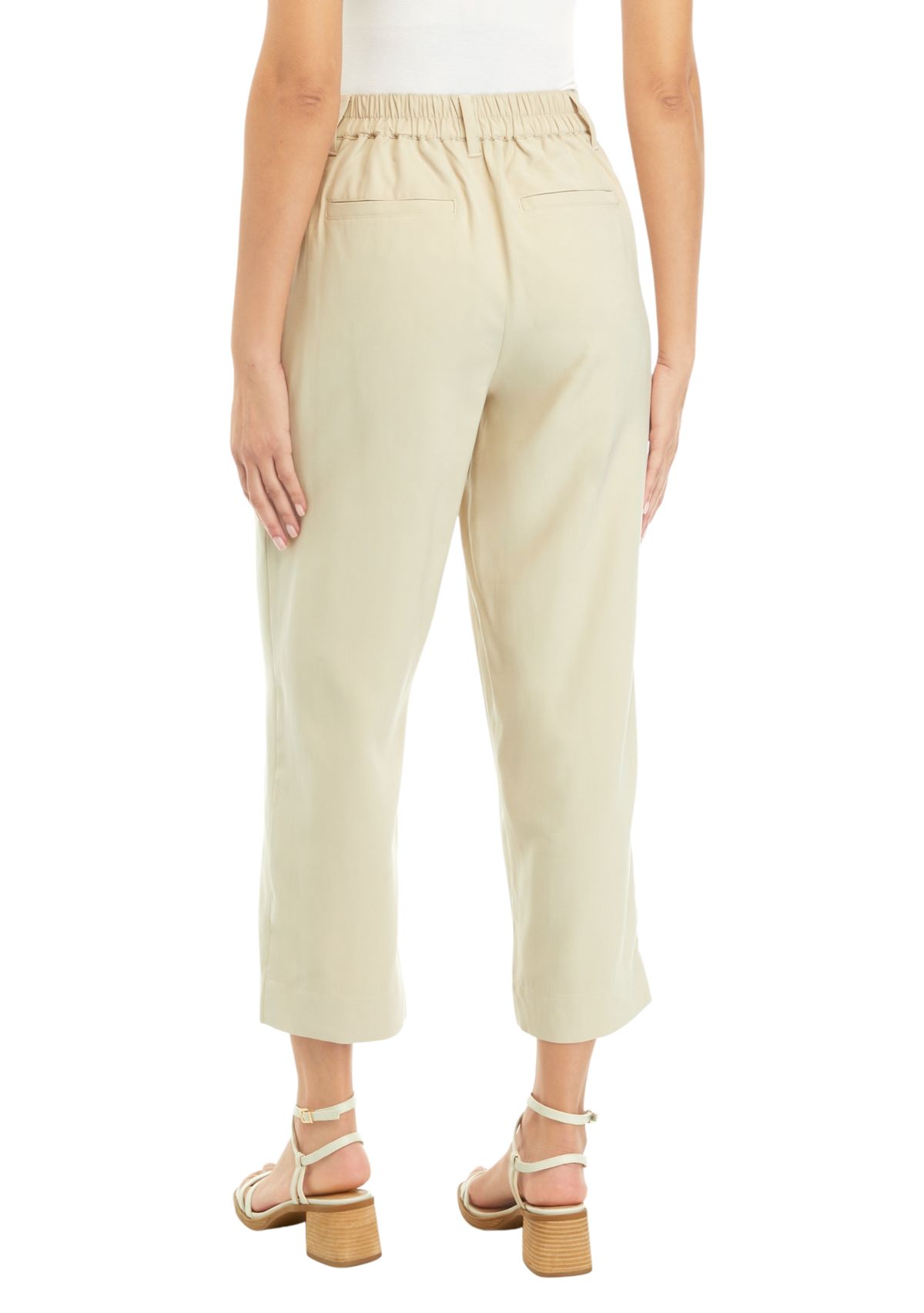 Womens High Rise Pleated Cropped Trousers