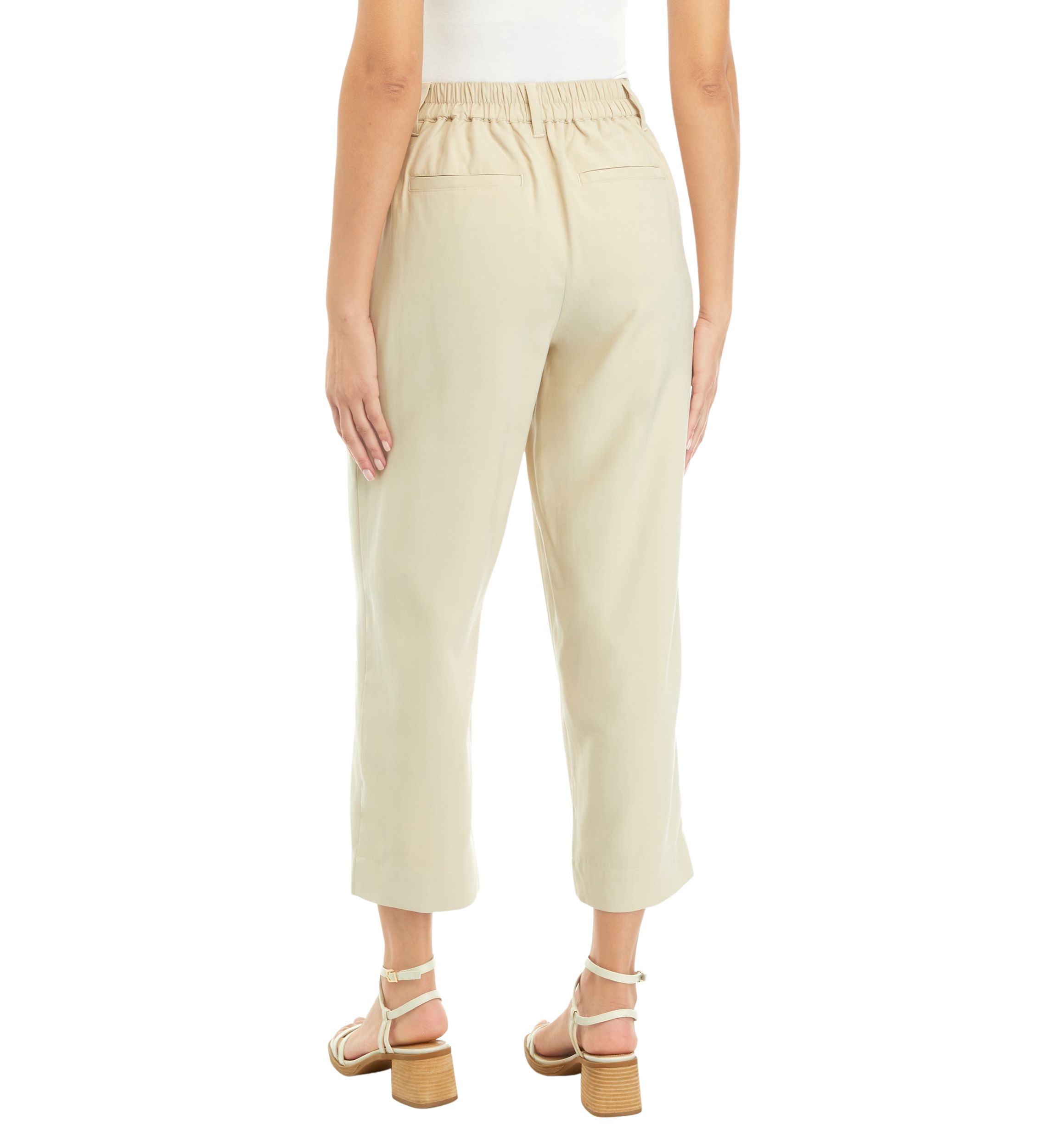 Womens High Rise Pleated Cropped Trousers