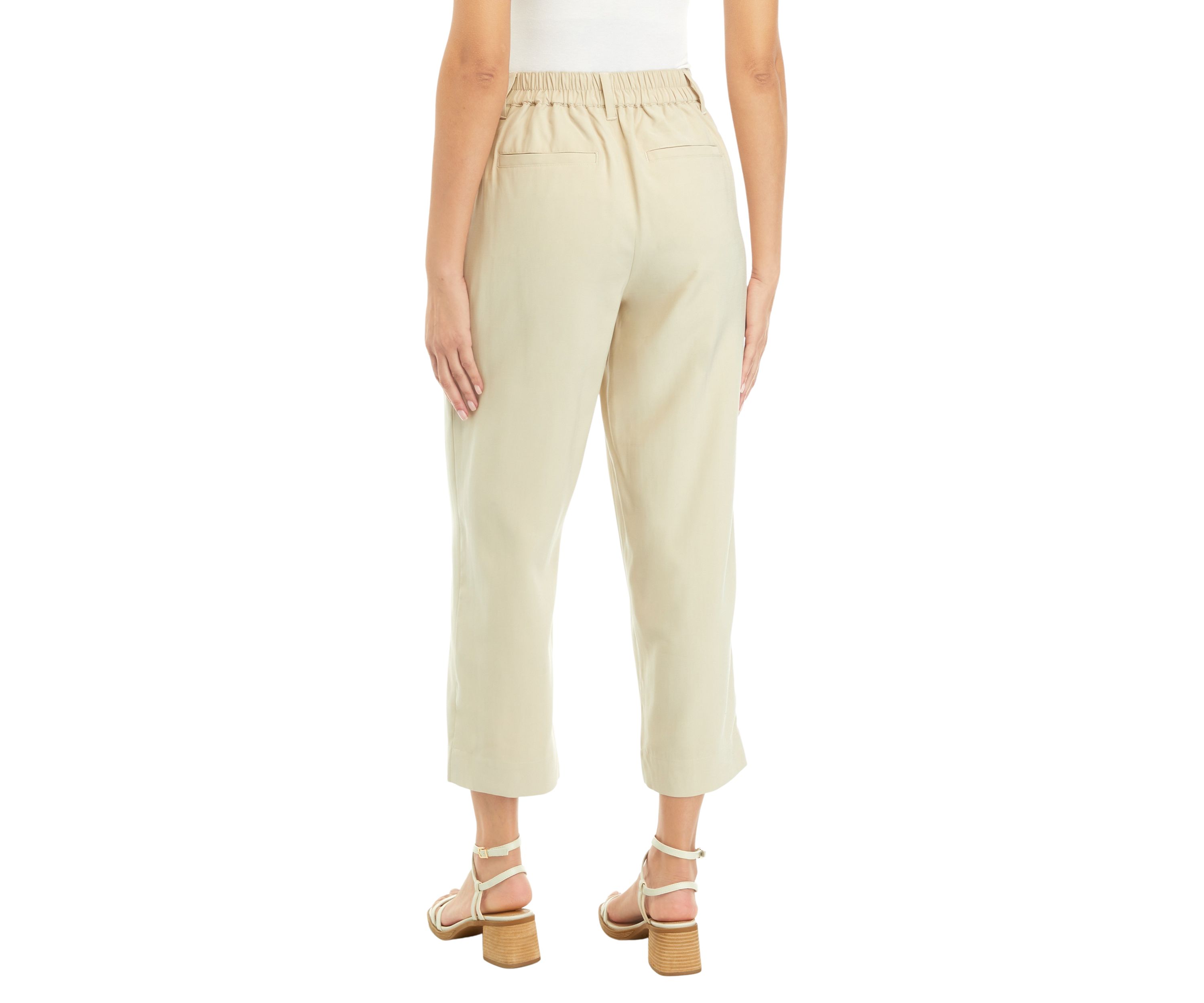 Womens High Rise Pleated Cropped Trousers