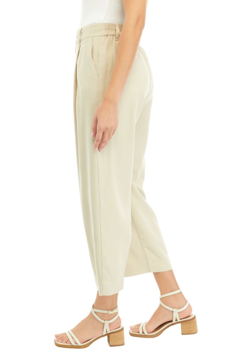 Womens High Rise Pleated Cropped Trousers