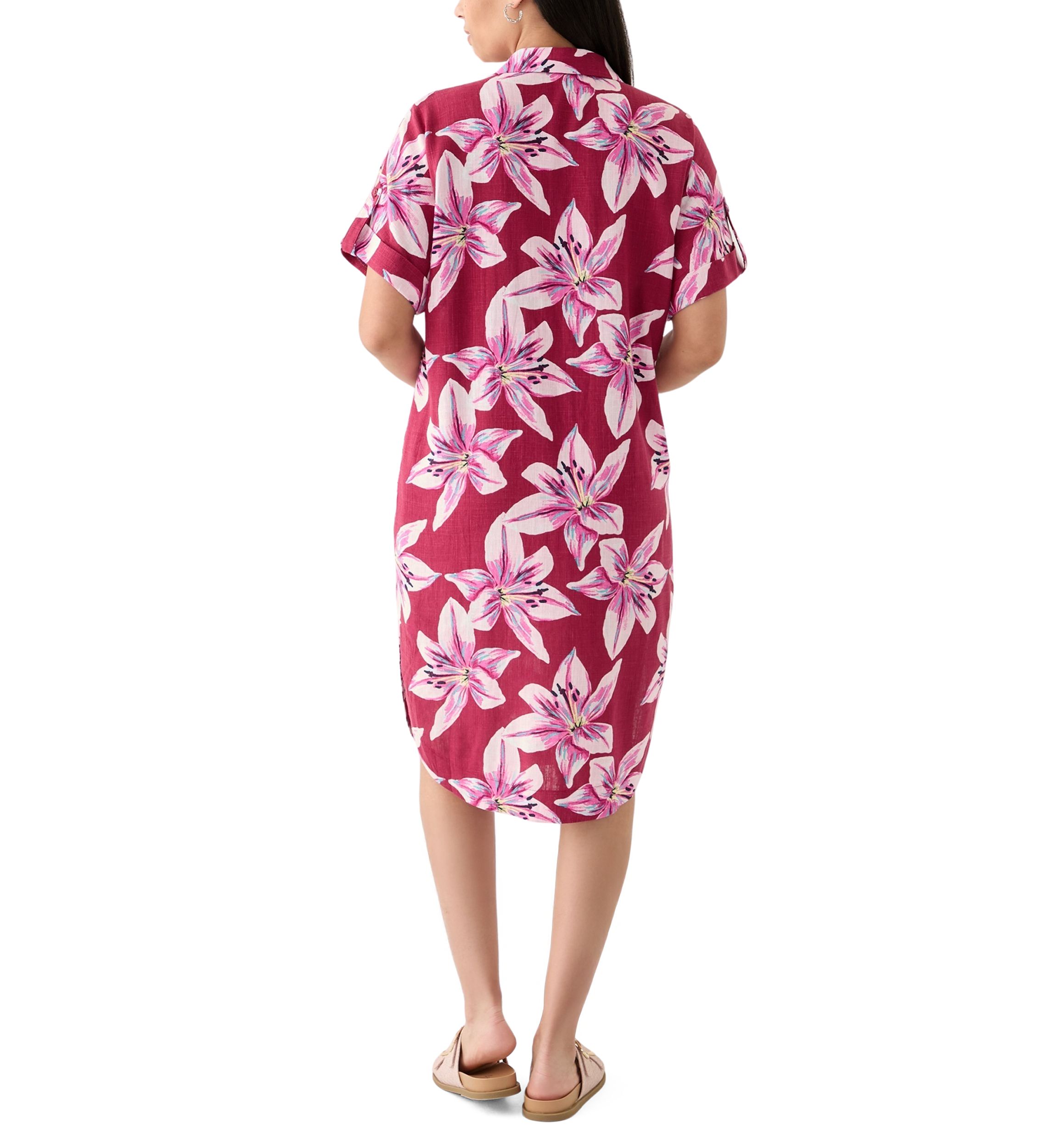 Womens Short Sleeve Printed Popover Shirtdress