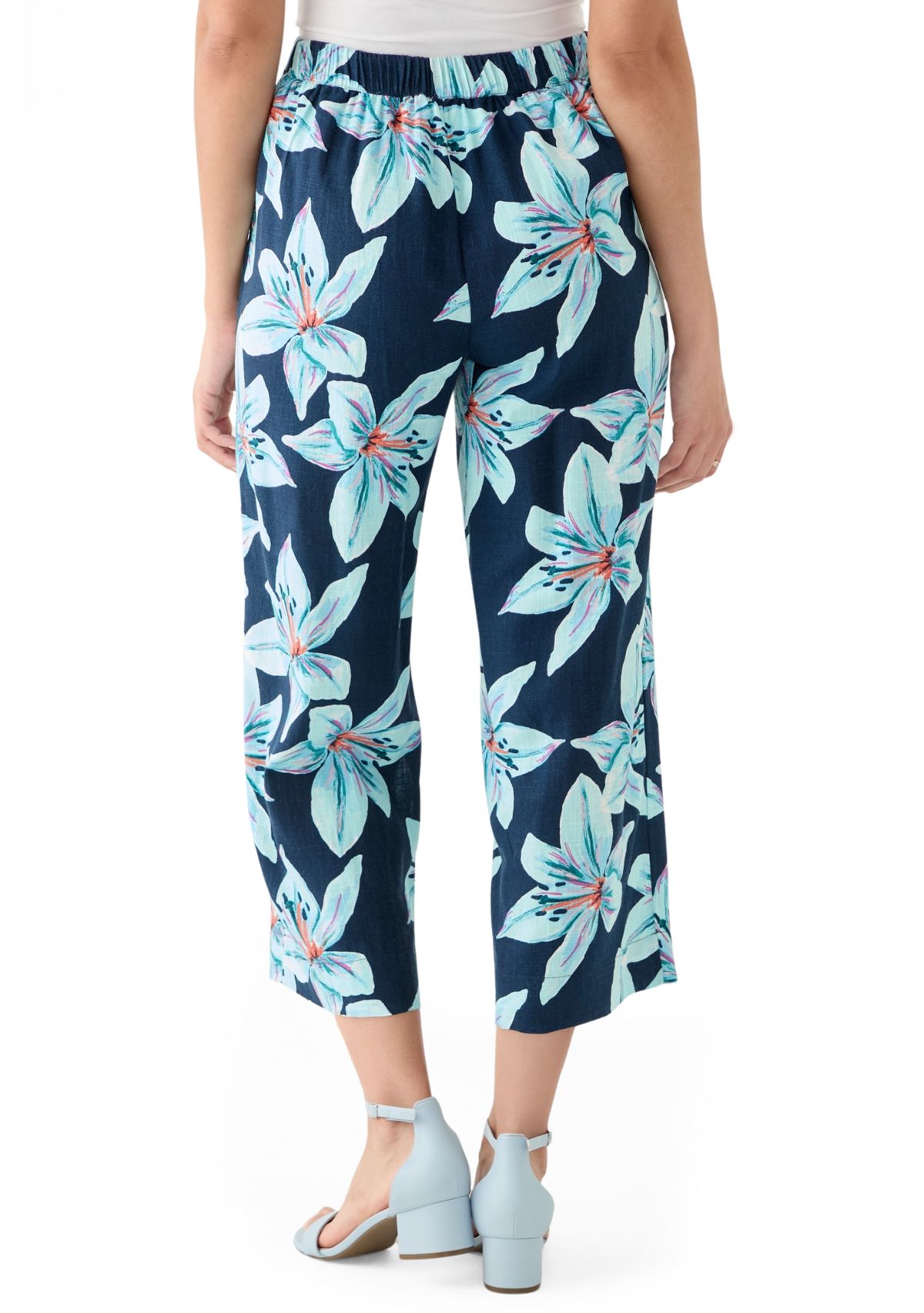 Womens Pull On Linen Cropped Pants