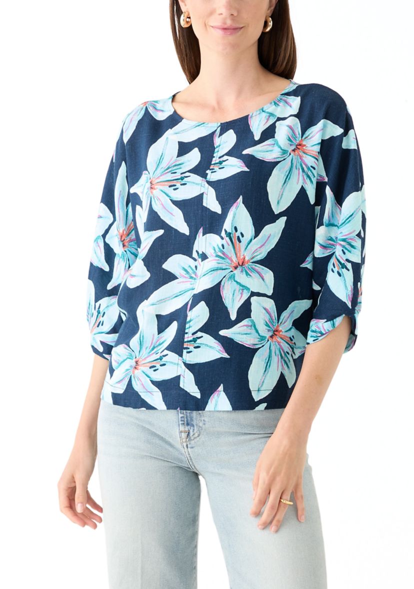 Womens 3/4 Sleeve Dolman Printed Top