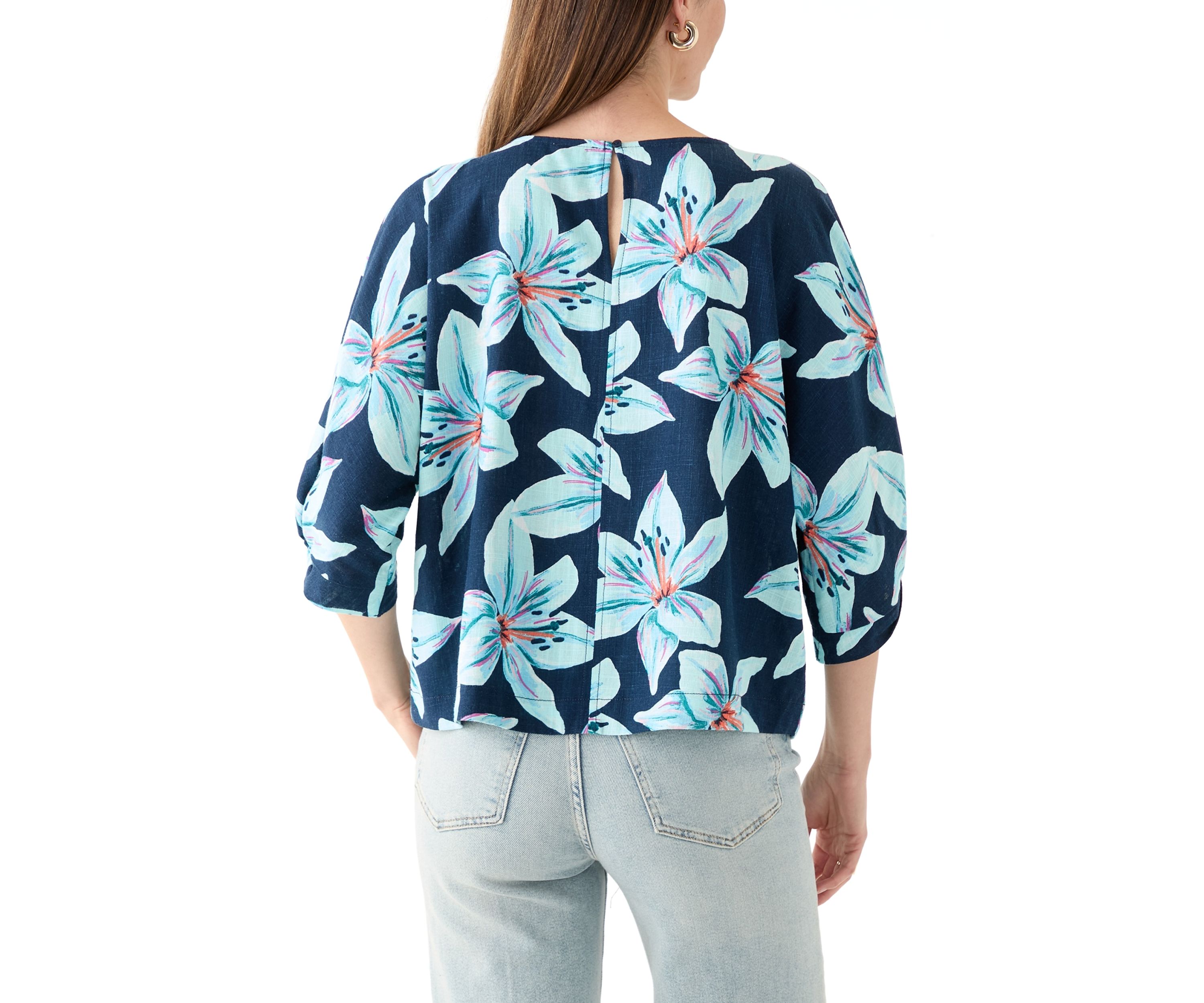 Womens 3/4 Sleeve Dolman Printed Top