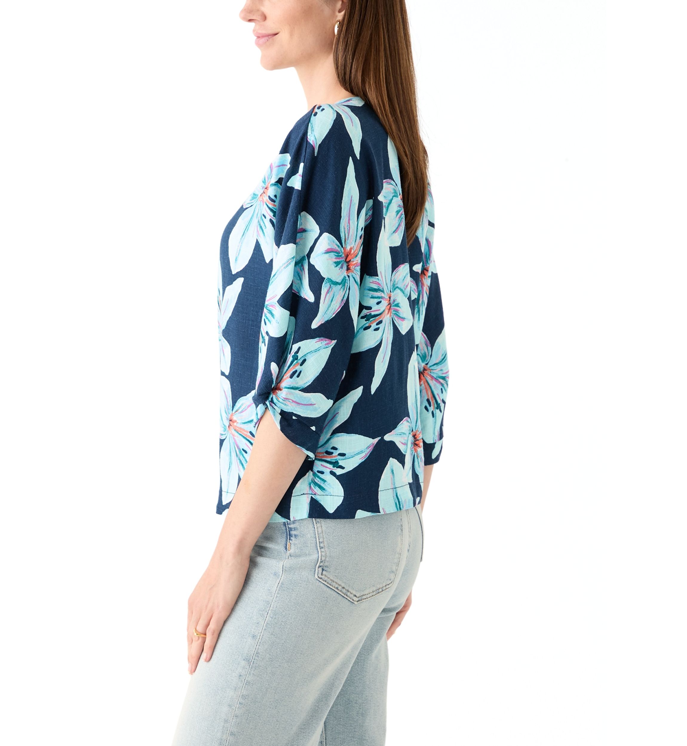 Womens 3/4 Sleeve Dolman Printed Top
