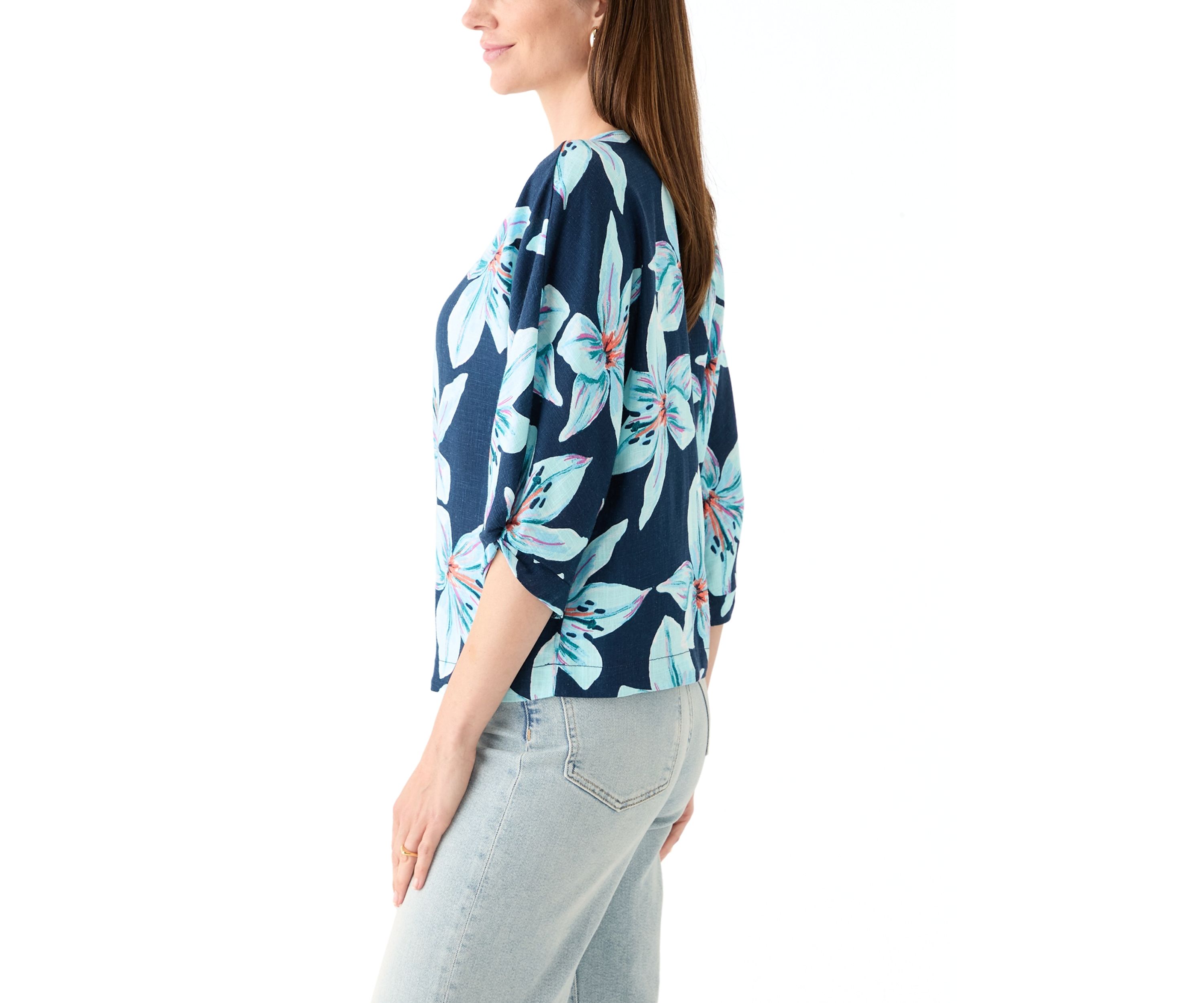 Womens 3/4 Sleeve Dolman Printed Top