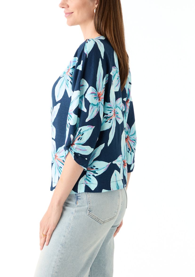 Womens 3/4 Sleeve Dolman Printed Top