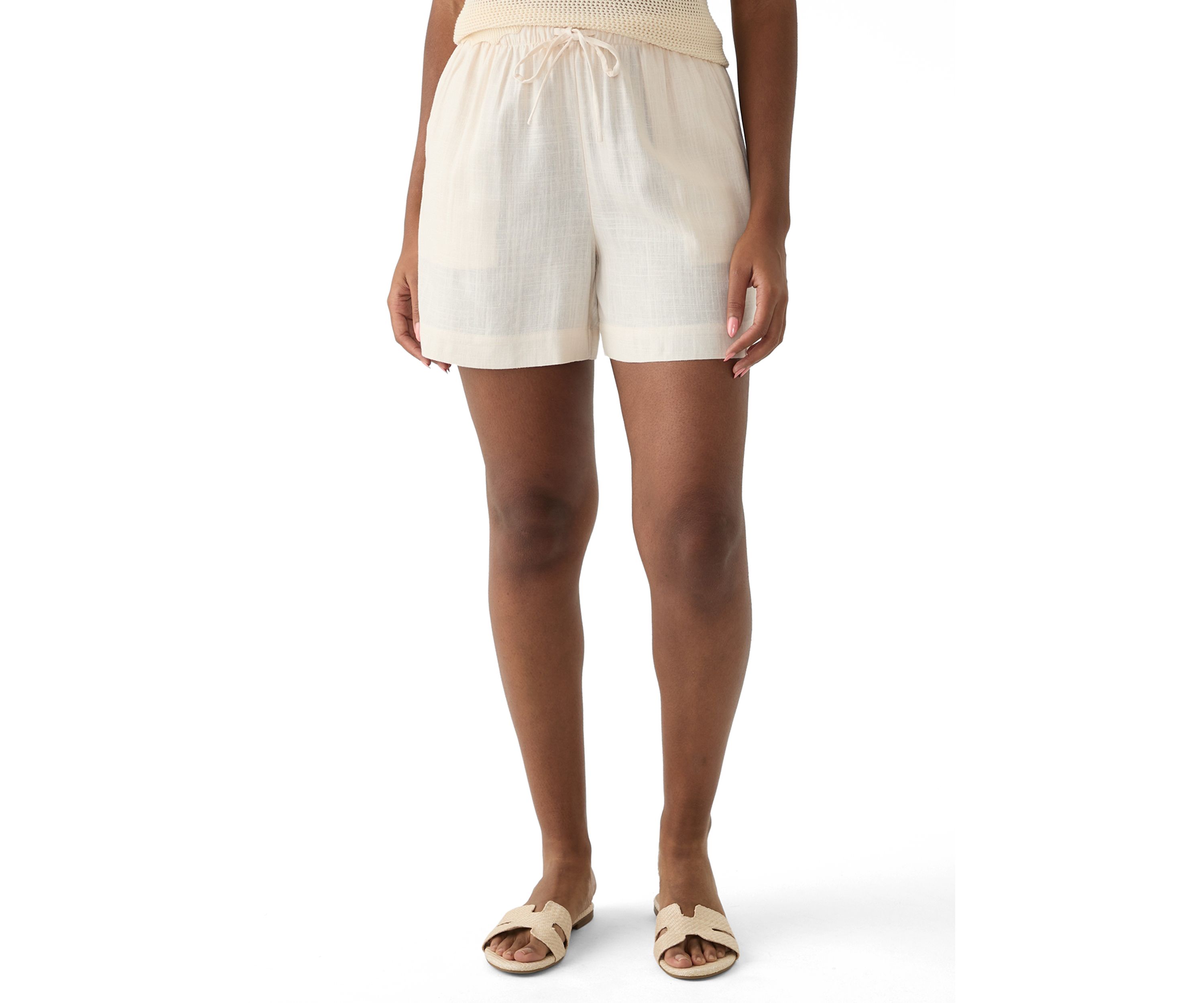 Womens Tie Waist Linen Shorts