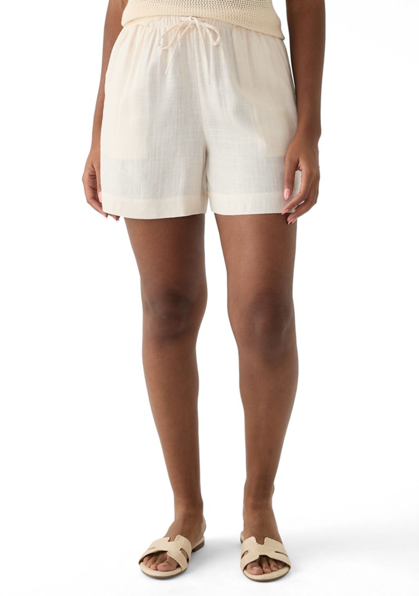 Womens Tie Waist Linen Shorts