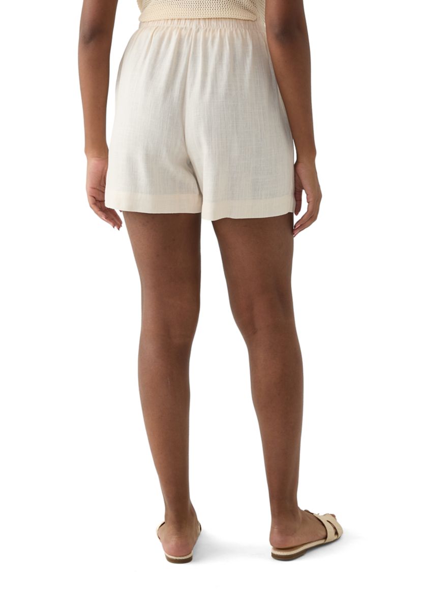 Womens Tie Waist Linen Shorts
