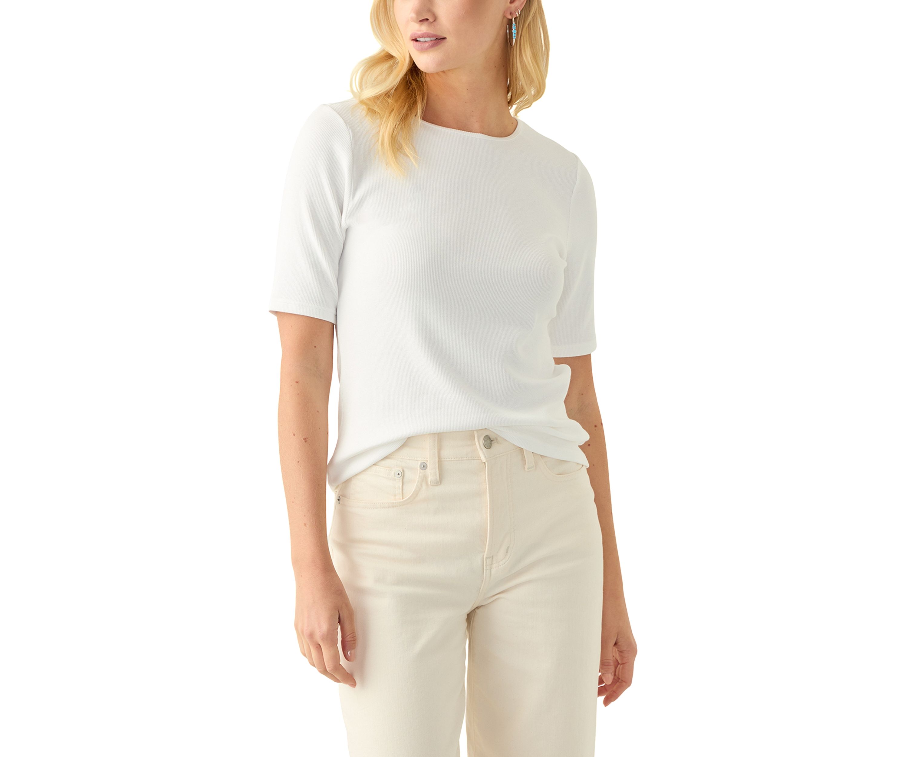 Womens Short Sleeve Ribbed T-Shirt