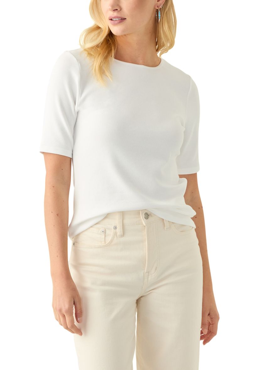 Womens Short Sleeve Ribbed T-Shirt