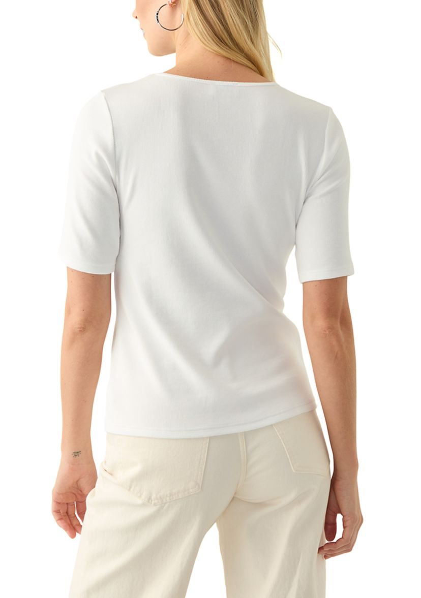 Womens Short Sleeve Ribbed T-Shirt