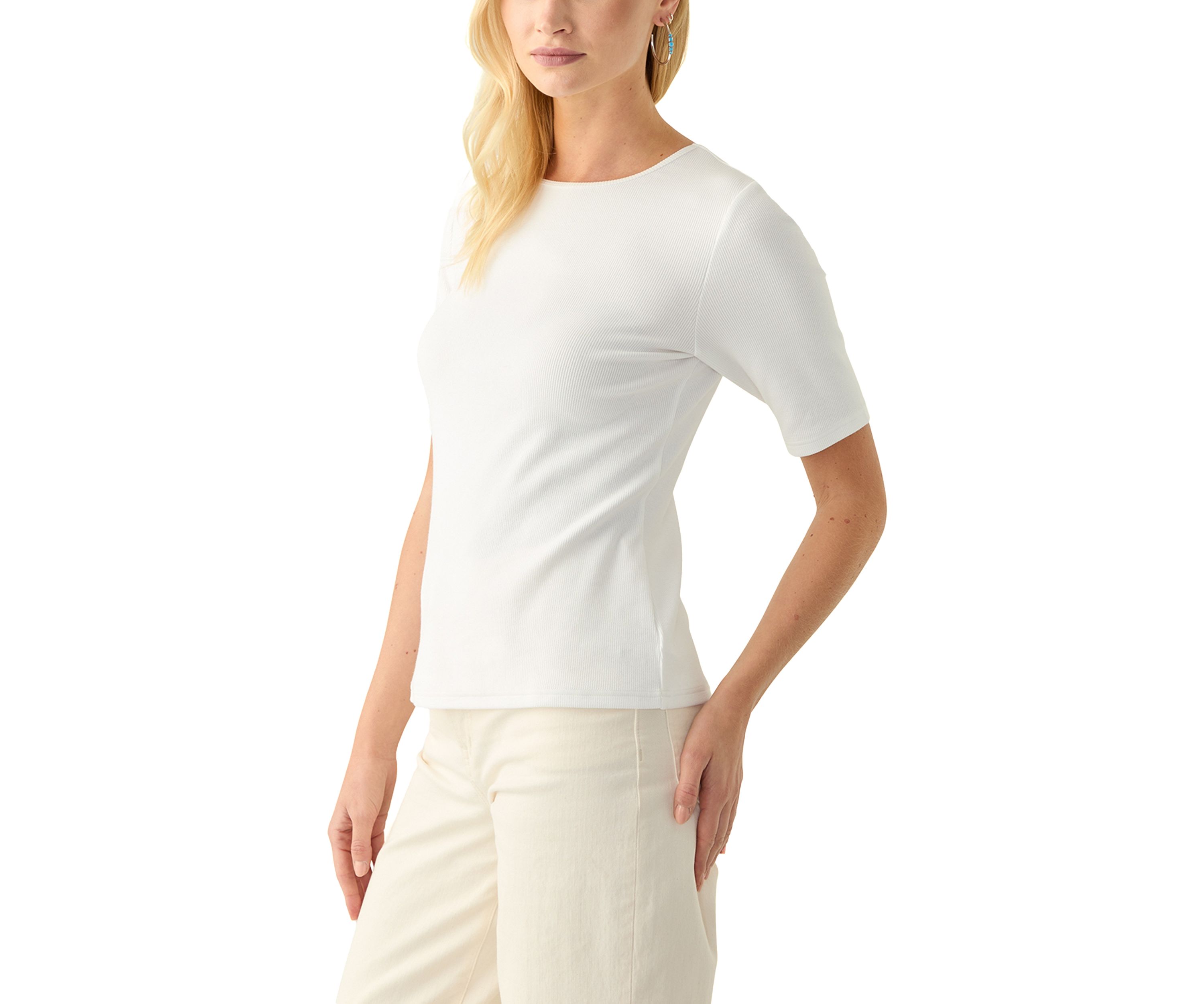 Womens Short Sleeve Ribbed T-Shirt