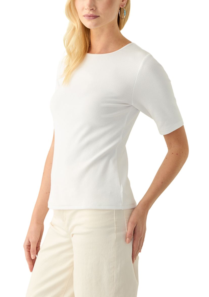 Womens Short Sleeve Ribbed T-Shirt
