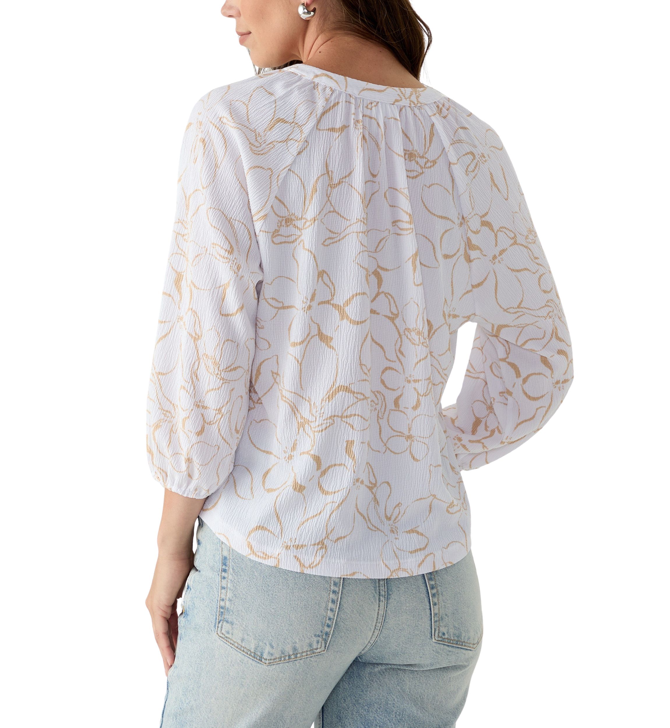 Womens 3/4 Sleeve Tie Back Printed Top