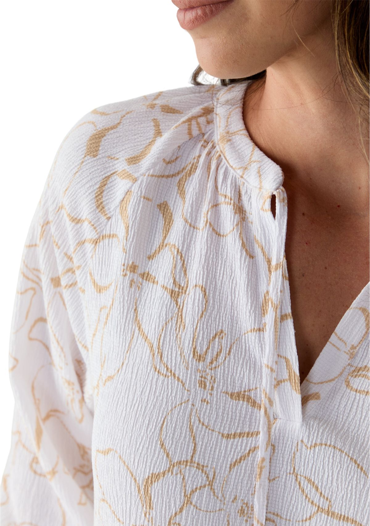 Womens 3/4 Sleeve Tie Back Printed Top