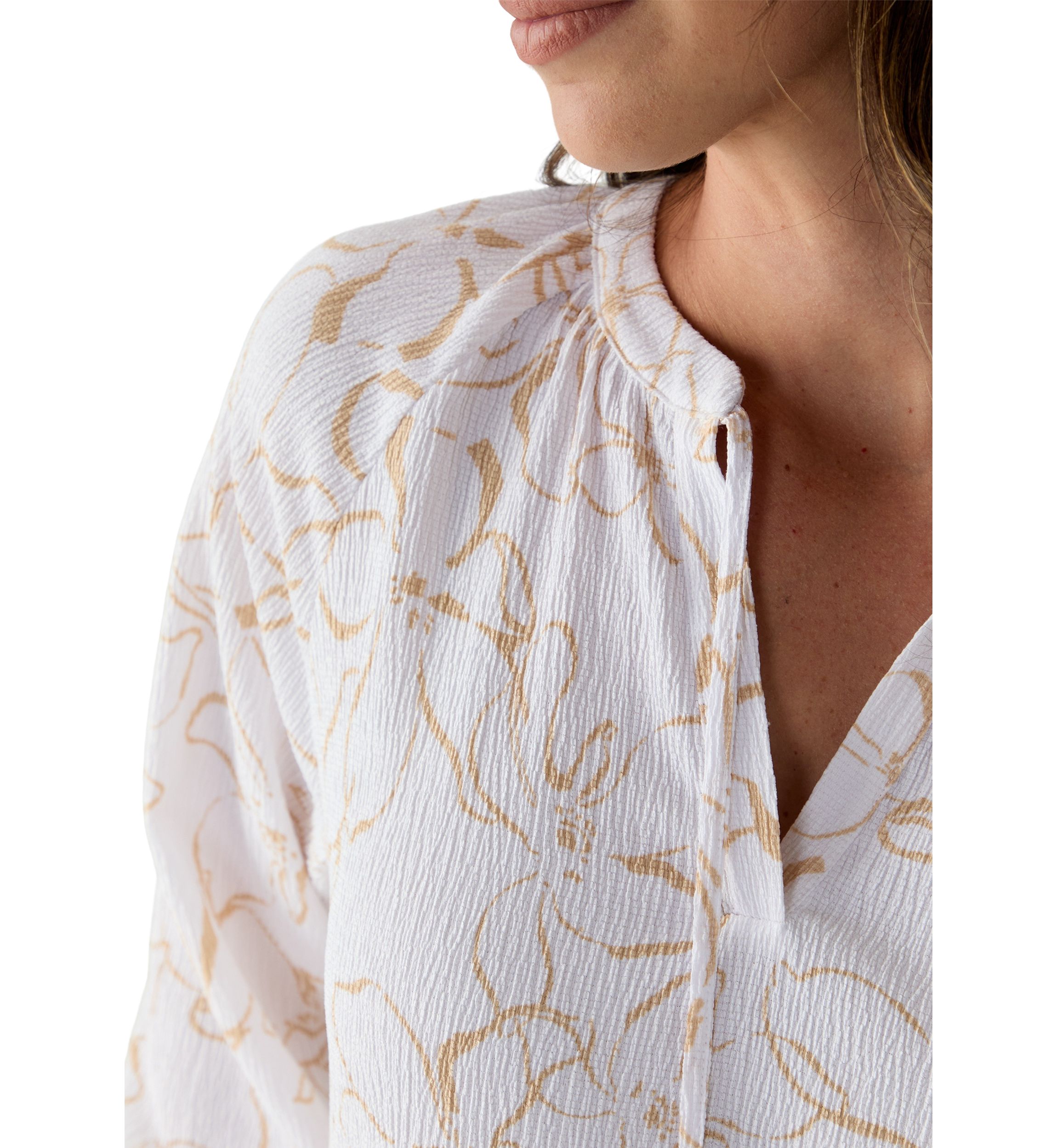 Womens 3/4 Sleeve Tie Back Printed Top