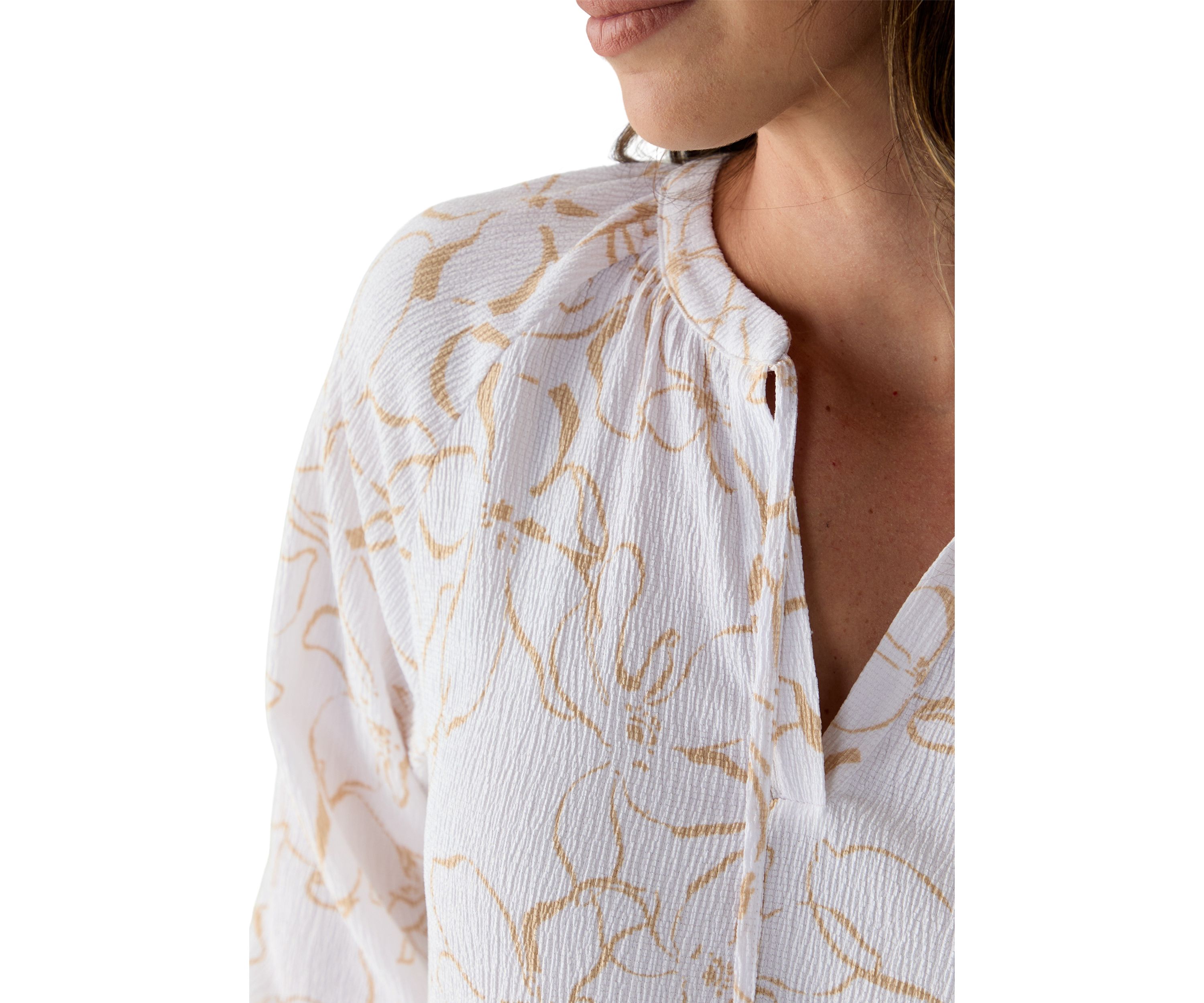 Womens 3/4 Sleeve Tie Back Printed Top