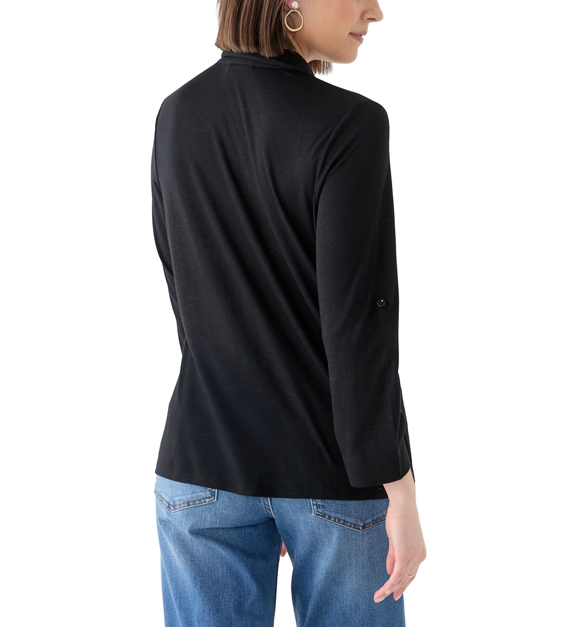 Womens 3/4 Sleeve Button Front Blouse