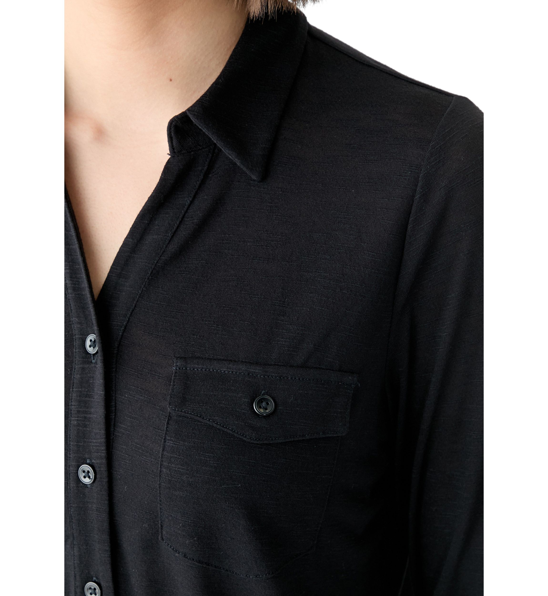 Womens 3/4 Sleeve Button Front Blouse