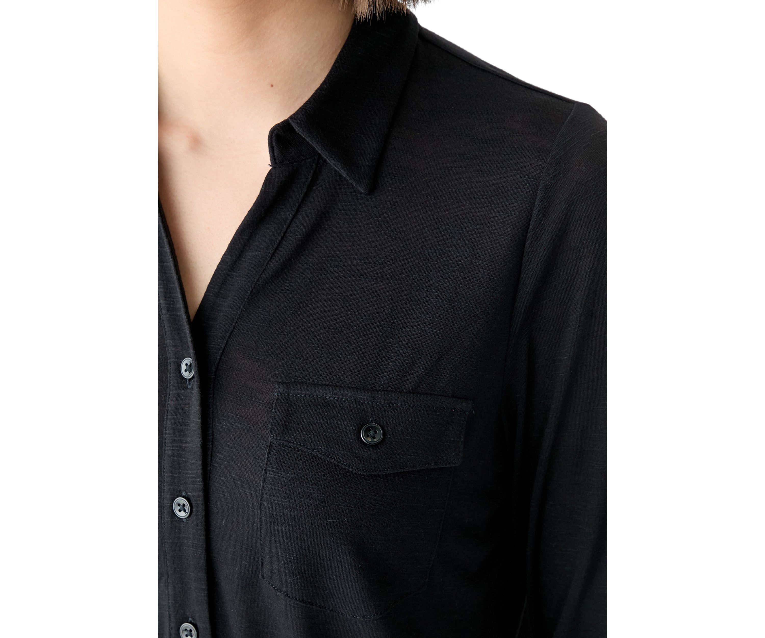 Womens 3/4 Sleeve Button Front Blouse