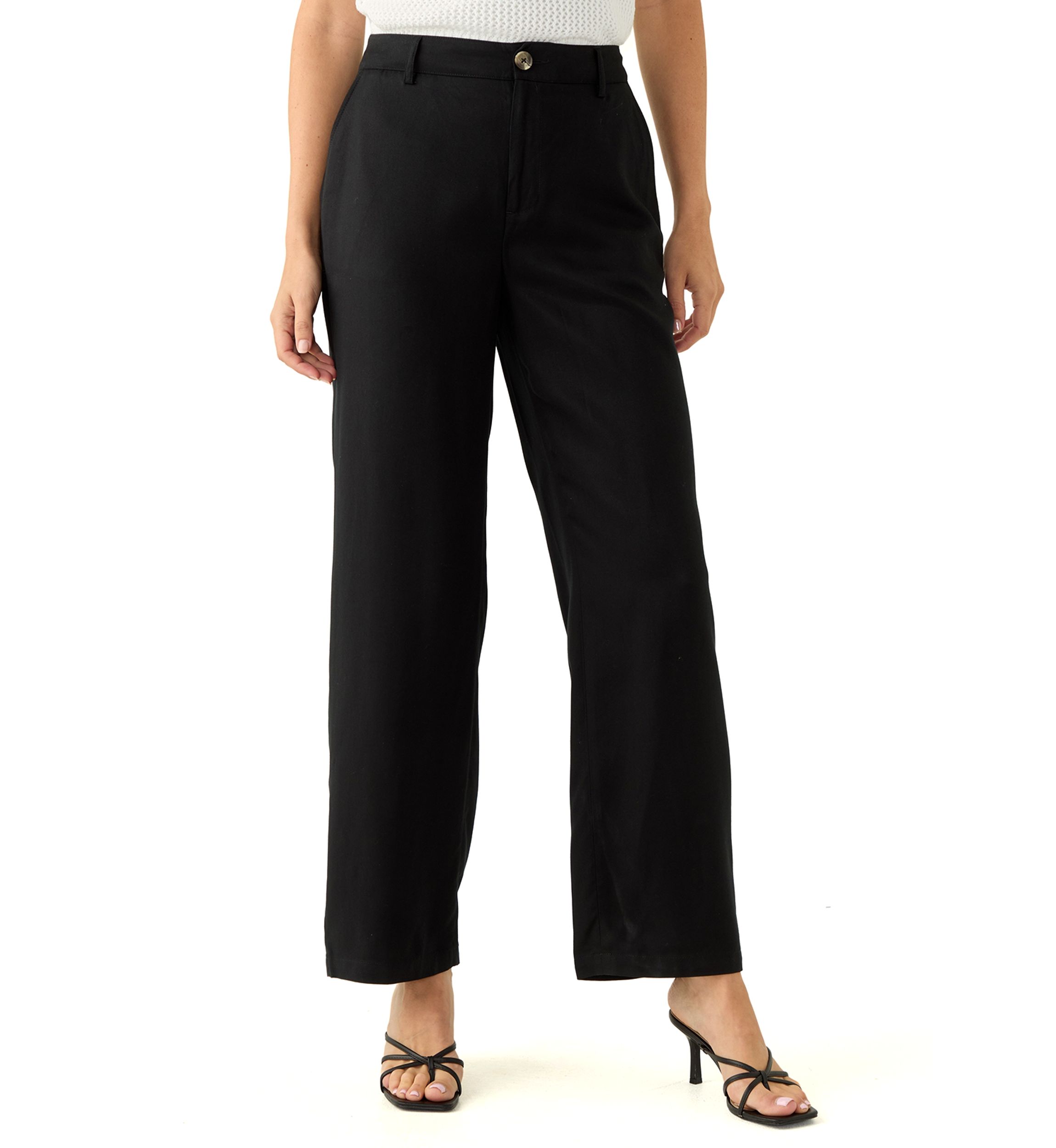 Womens Button Front Trouser Pants