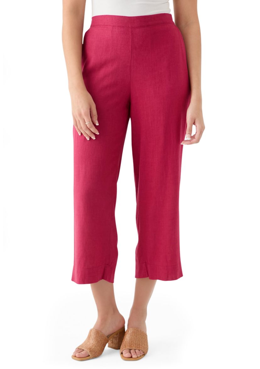 Womens Pull On Linen Crop Pants