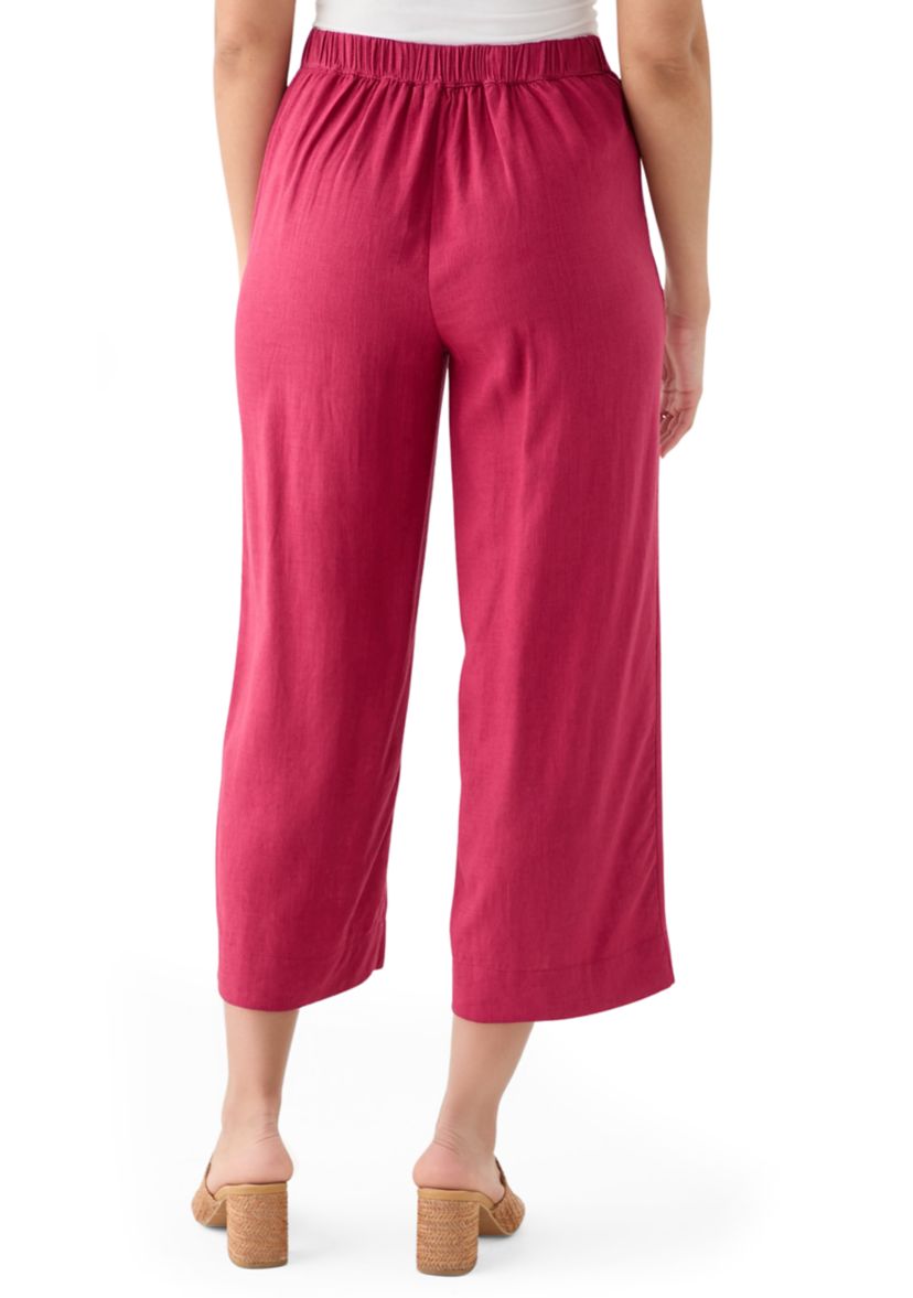 Womens Pull On Linen Crop Pants
