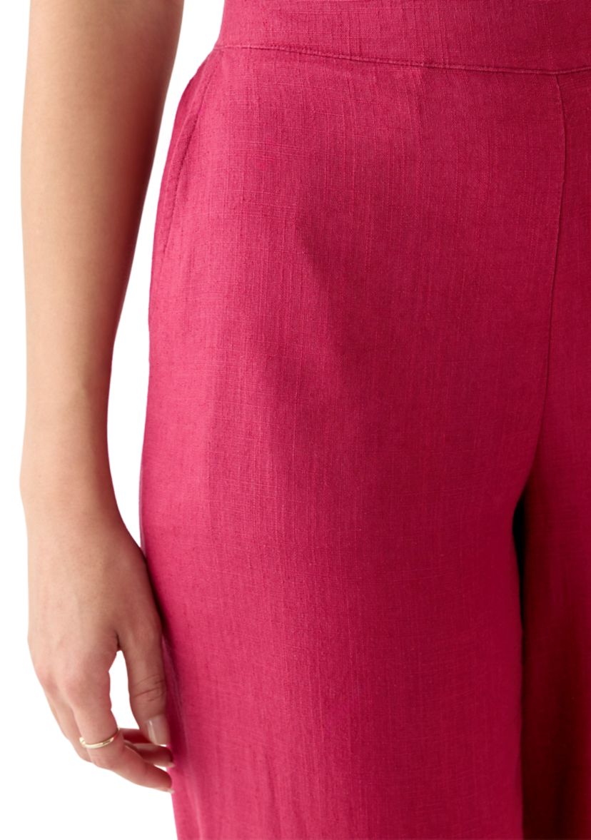 Womens Pull On Linen Crop Pants