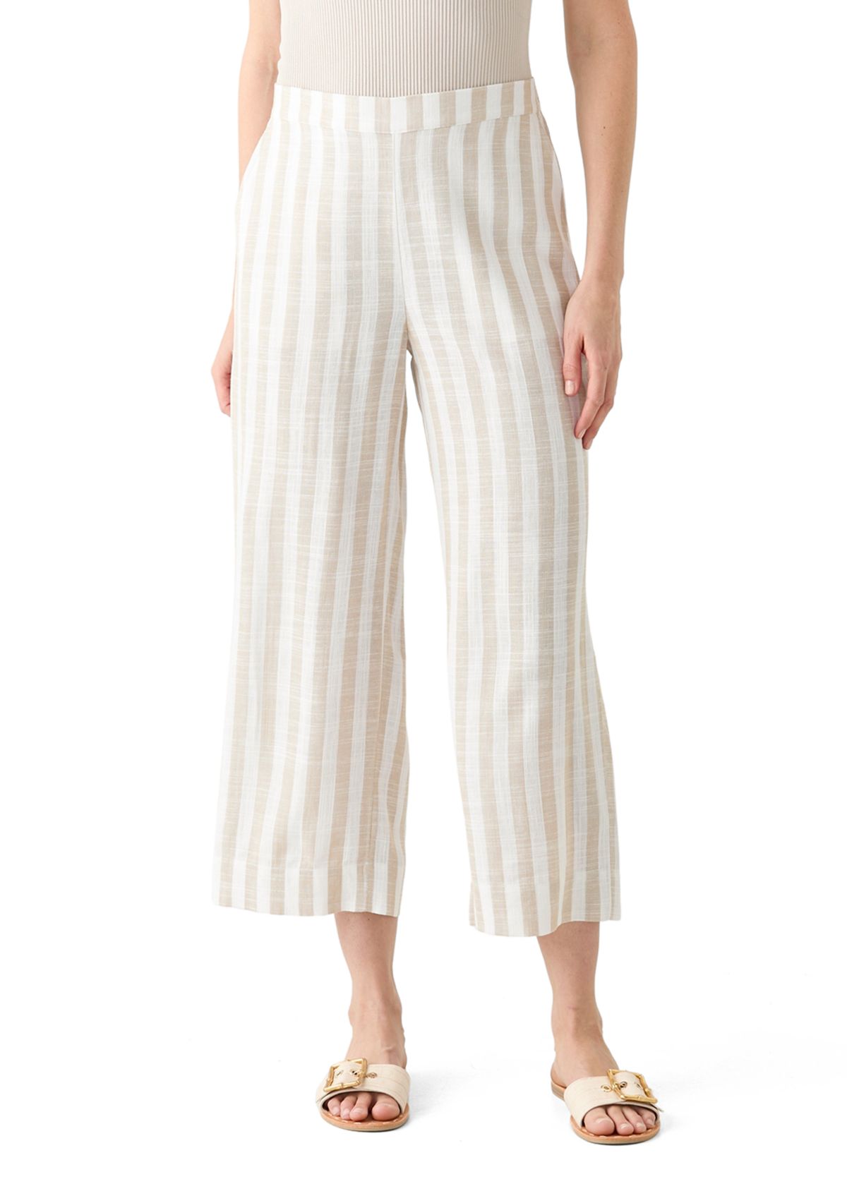 Womens Pull On Linen Crop Pants