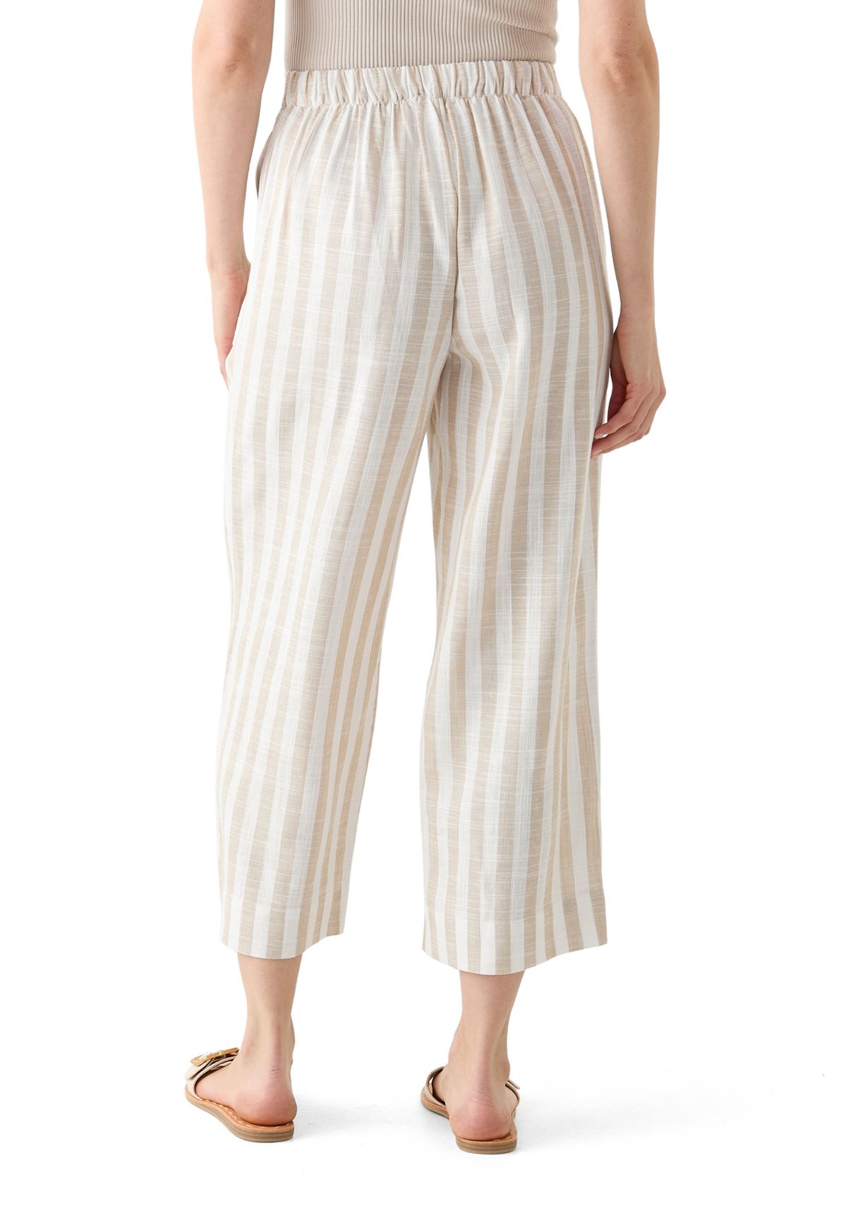 Womens Pull On Linen Crop Pants