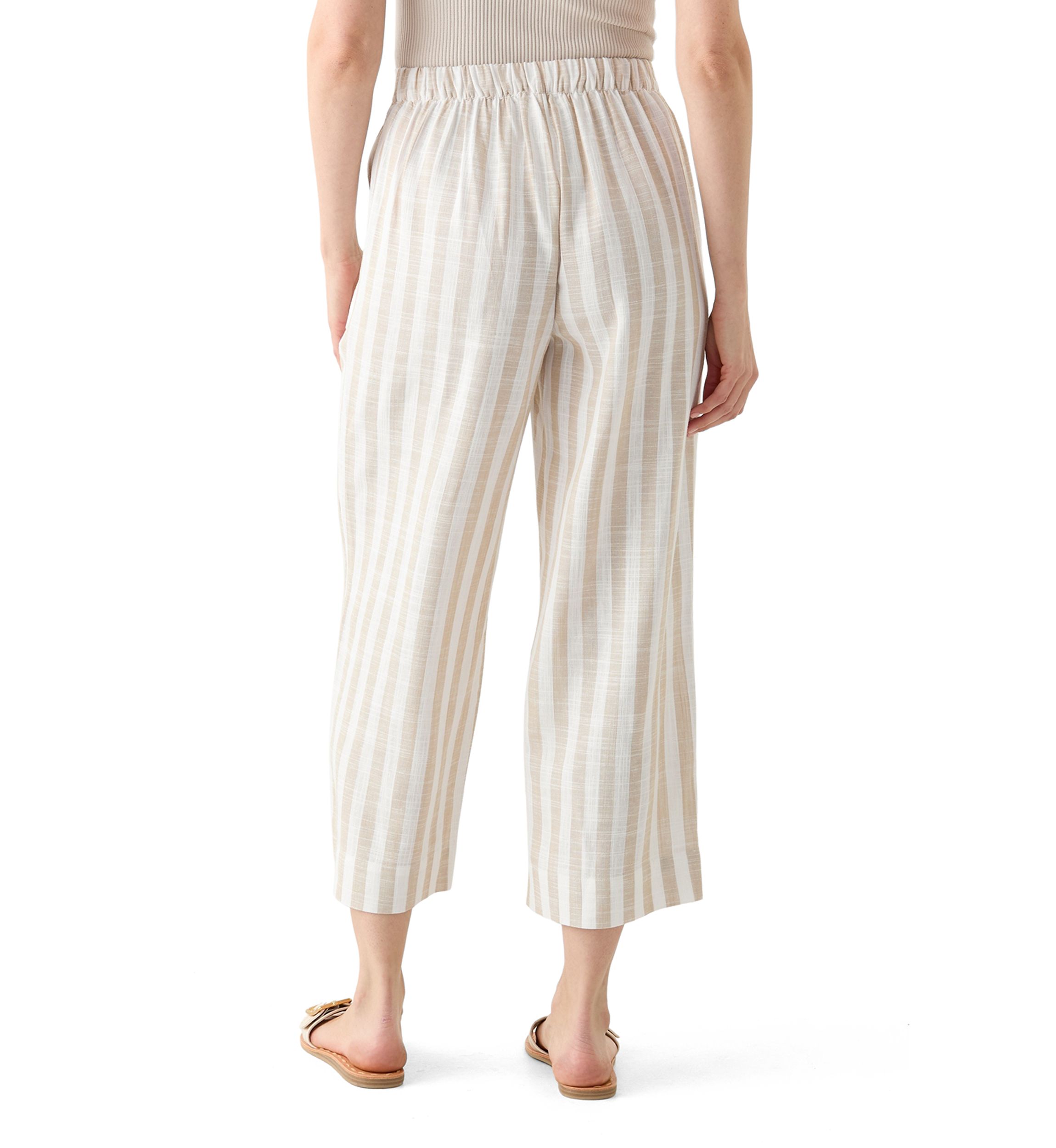 Womens Pull On Linen Crop Pants