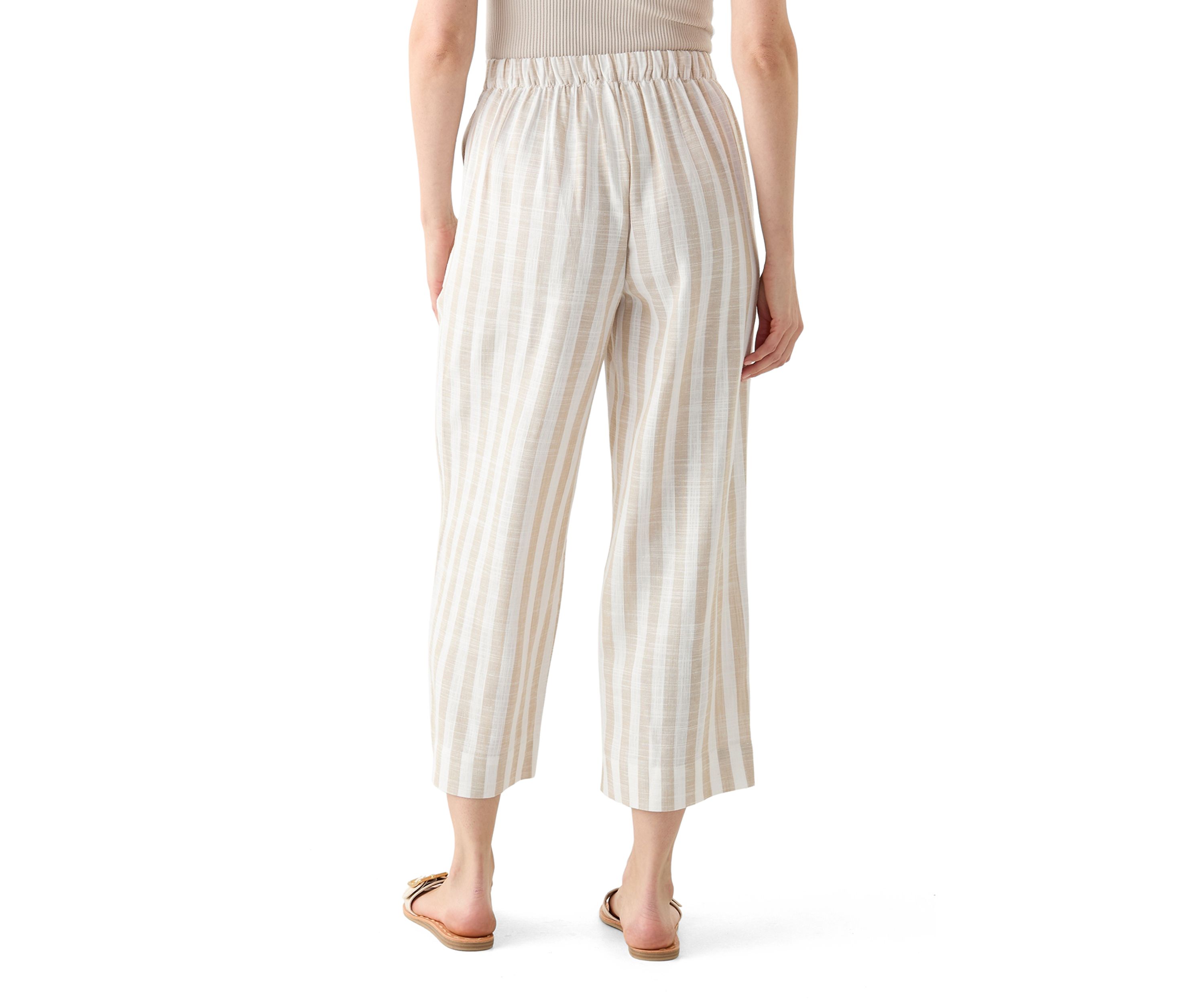 Womens Pull On Linen Crop Pants